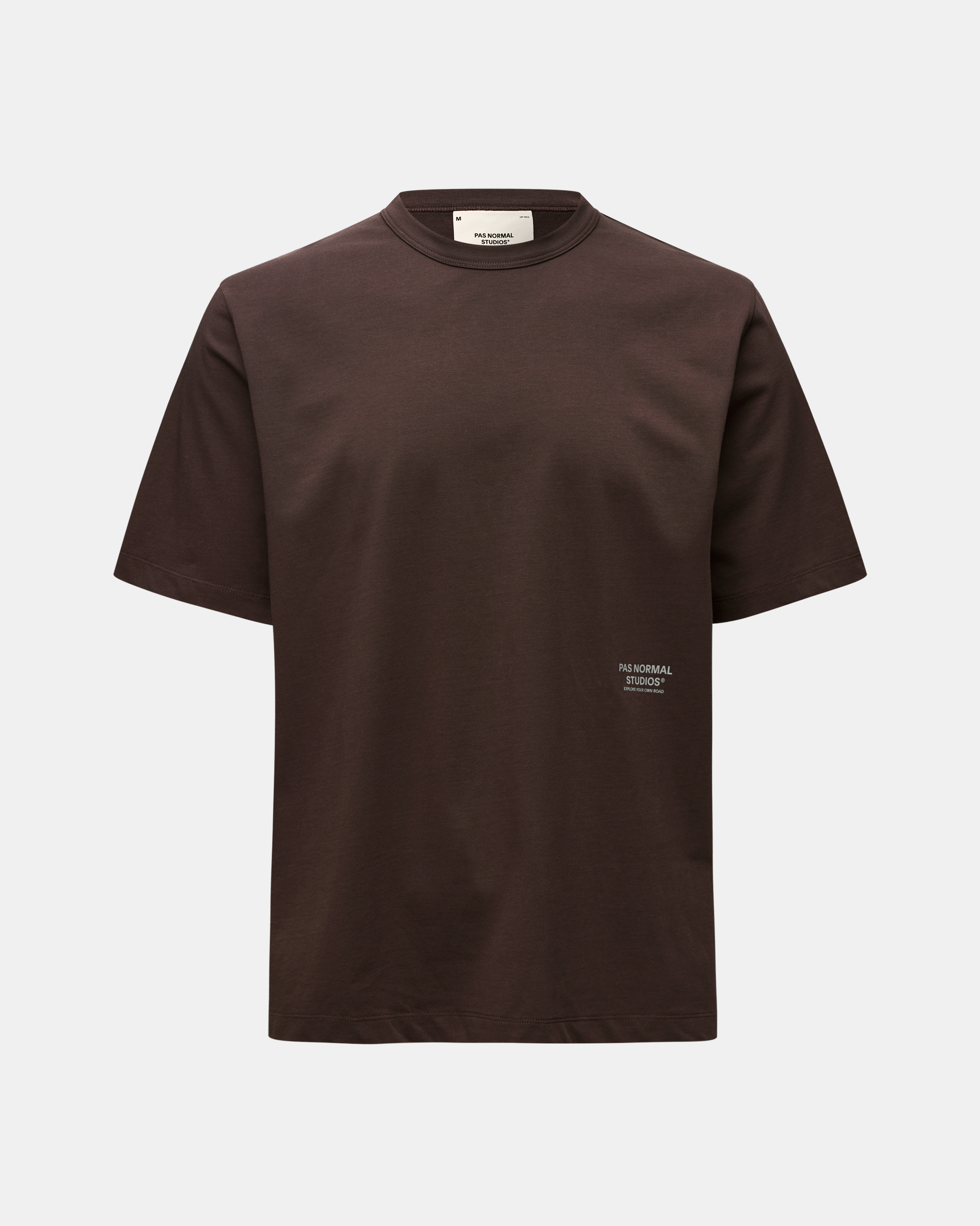 Dark Purple Off-Race Cotton Tech t-shirt, front flat lay with white hem logo