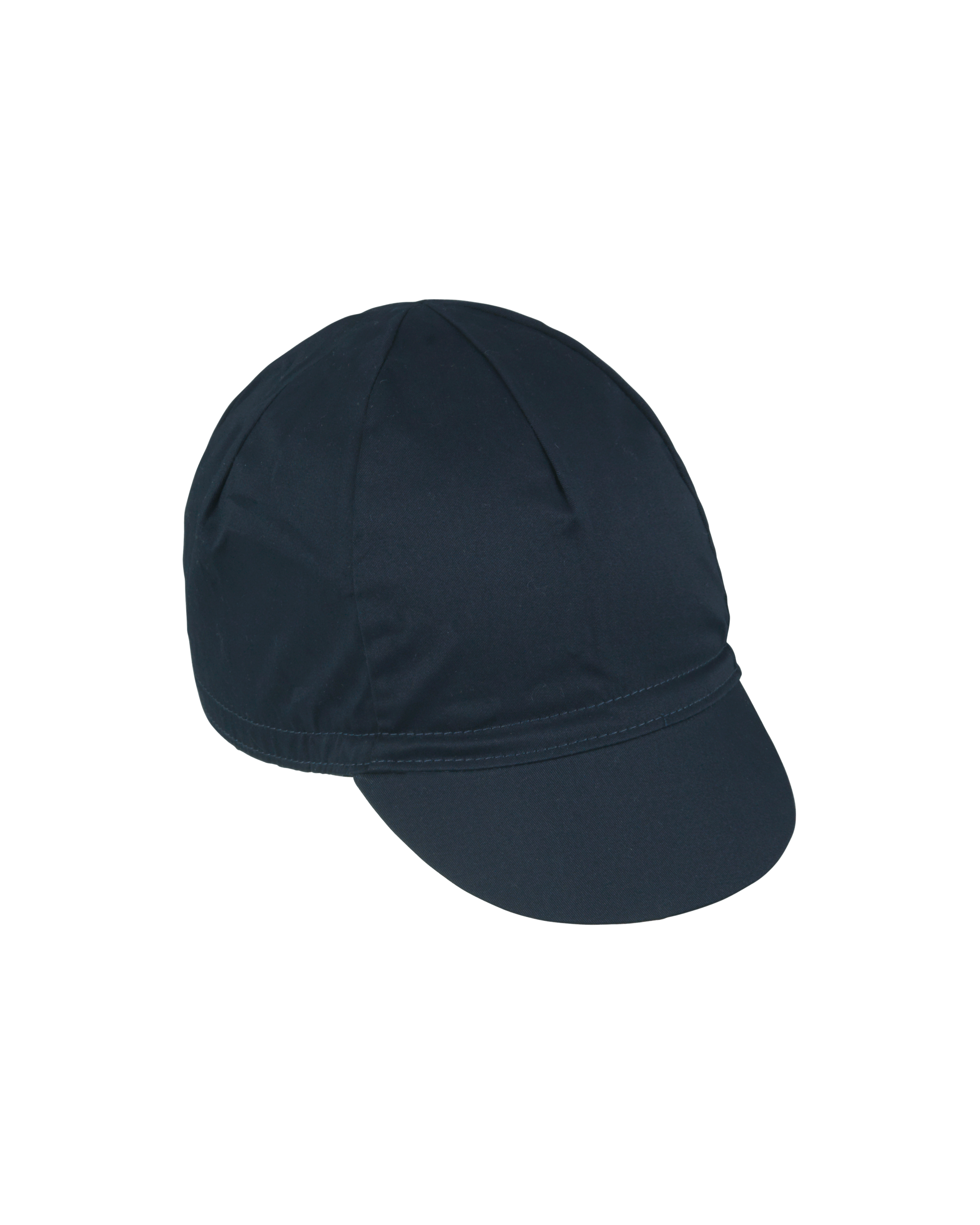 Navy Logo cycling cap, side view with contrast stitching