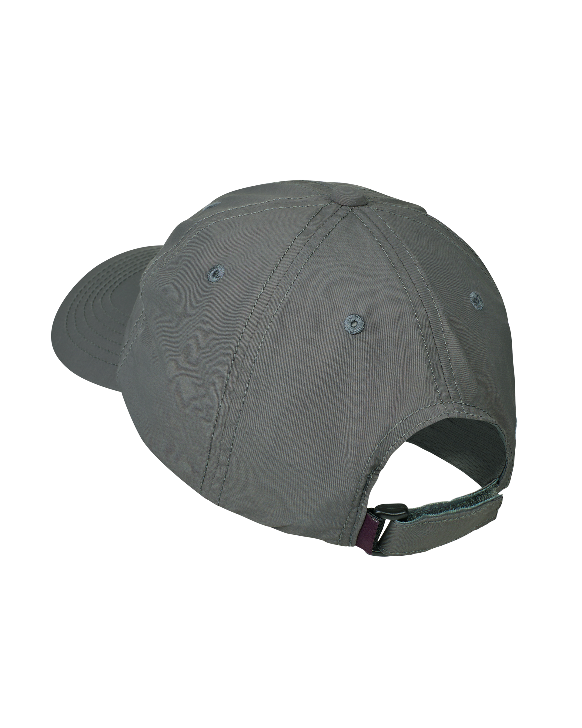 Grey Off-Race cap, rear three-quarter view with adjustable strap closure