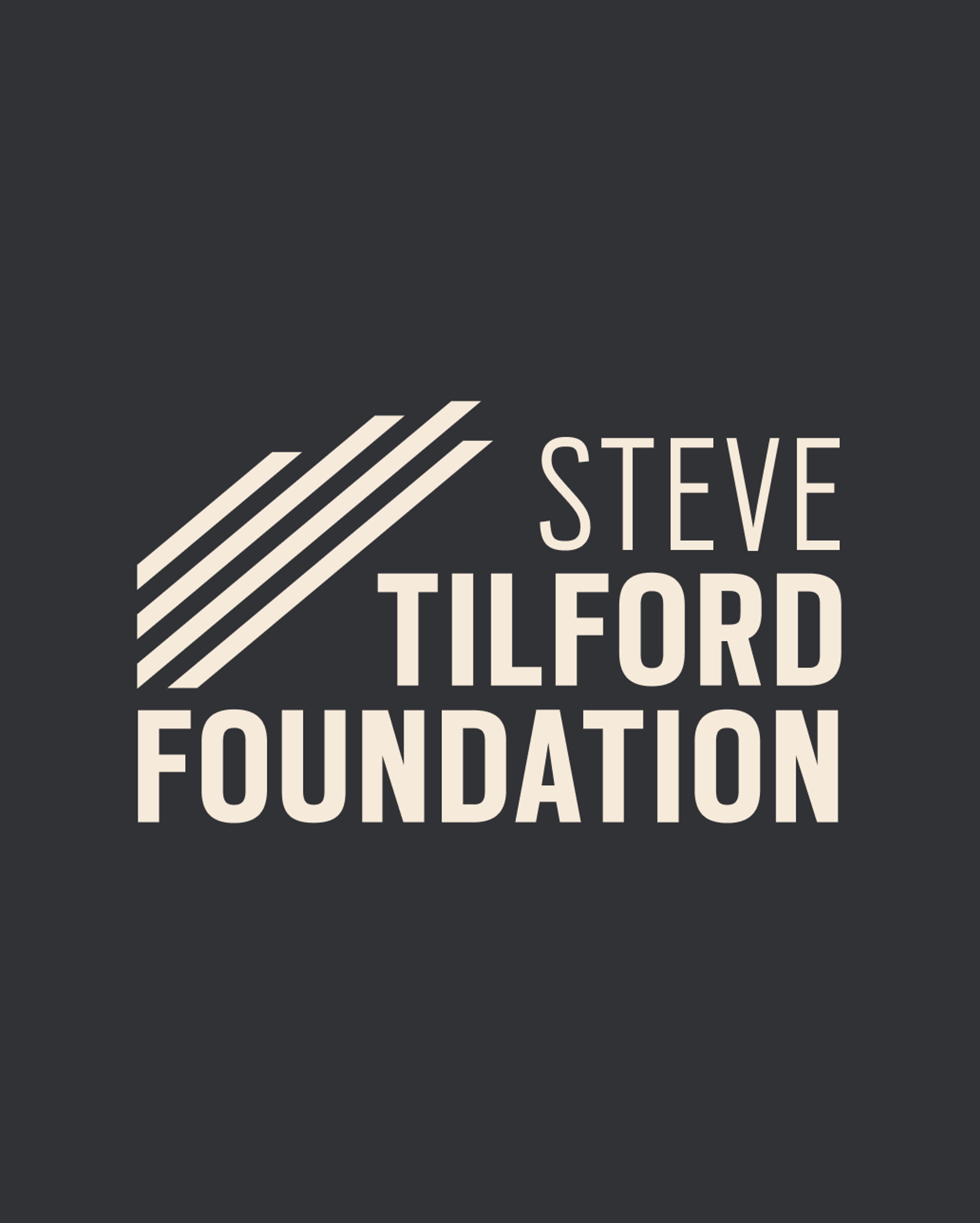 Steve Tilford Foundation logo in cream text on dark grey background