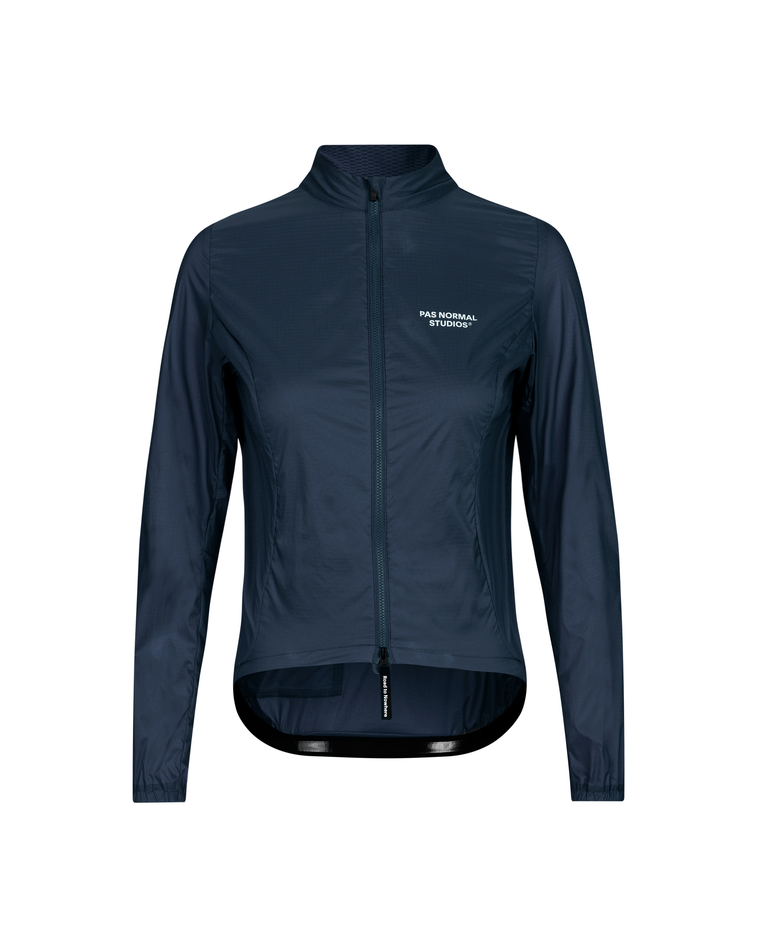 Navy Essential Insulated cycling jacket, front view with white chest logo and full zip