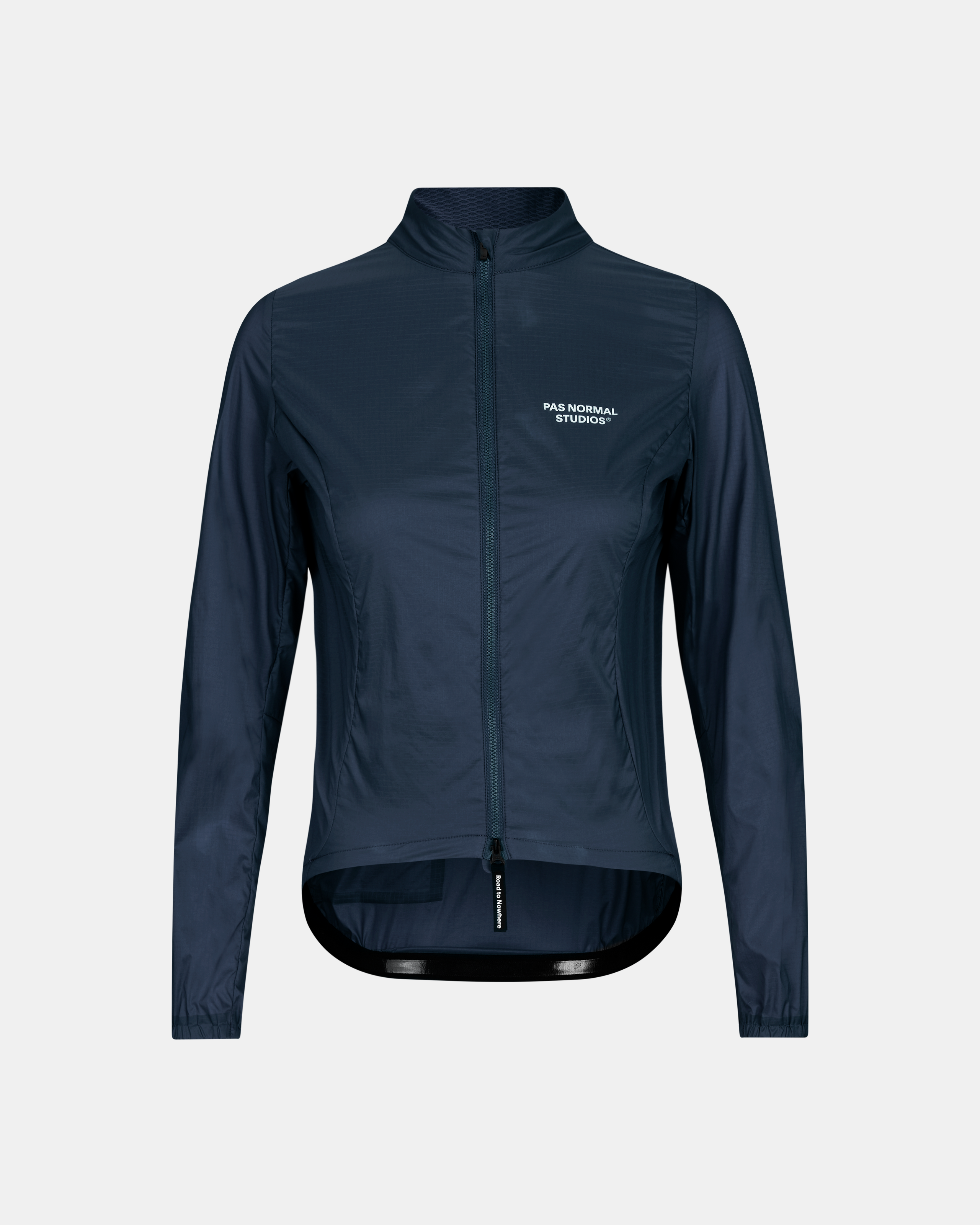 Navy Essential Insulated cycling jacket, front view with white chest logo and full zip