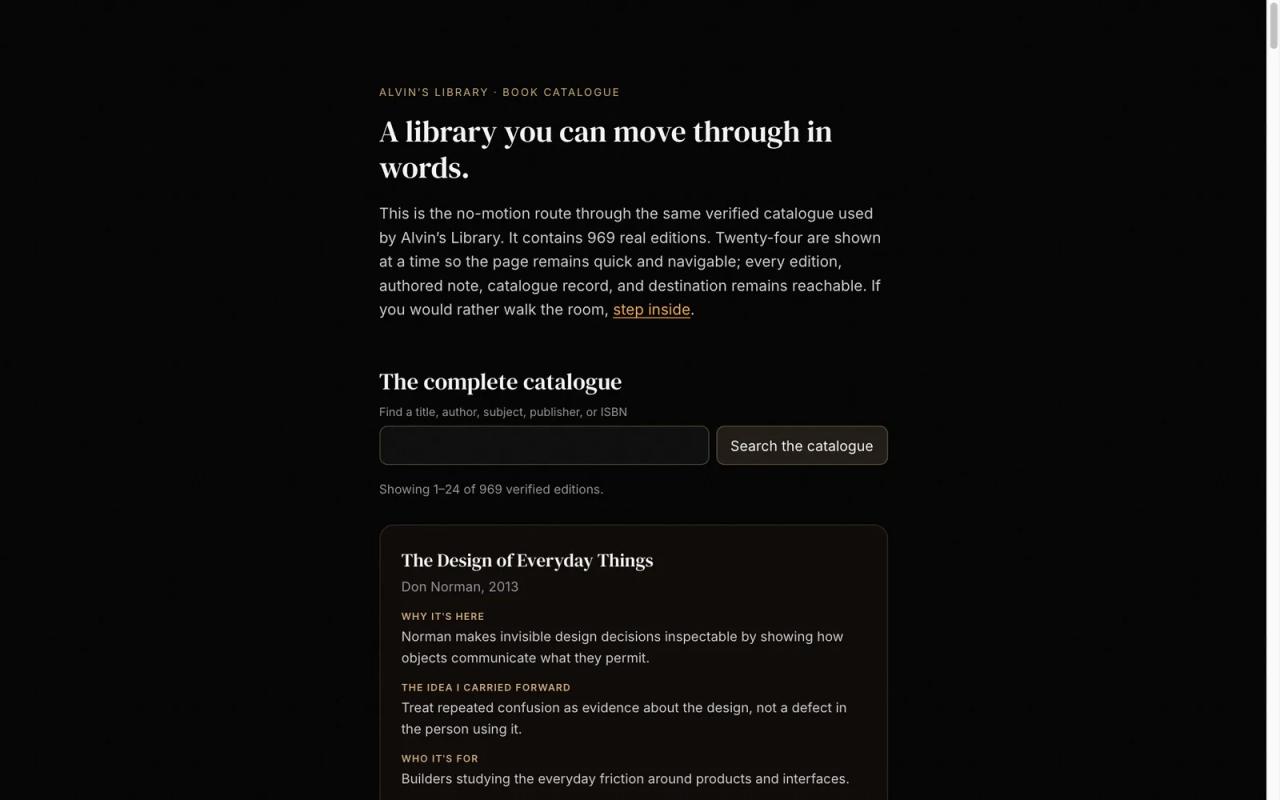 The text catalogue with searchable editions and curatorial notes.