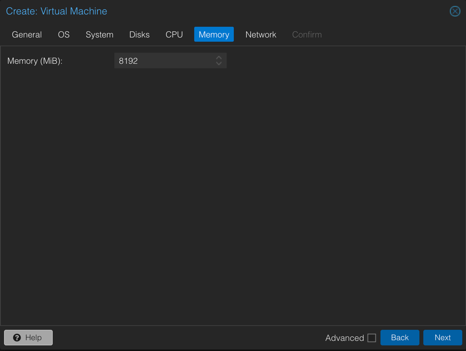 VM Setup (Memory)