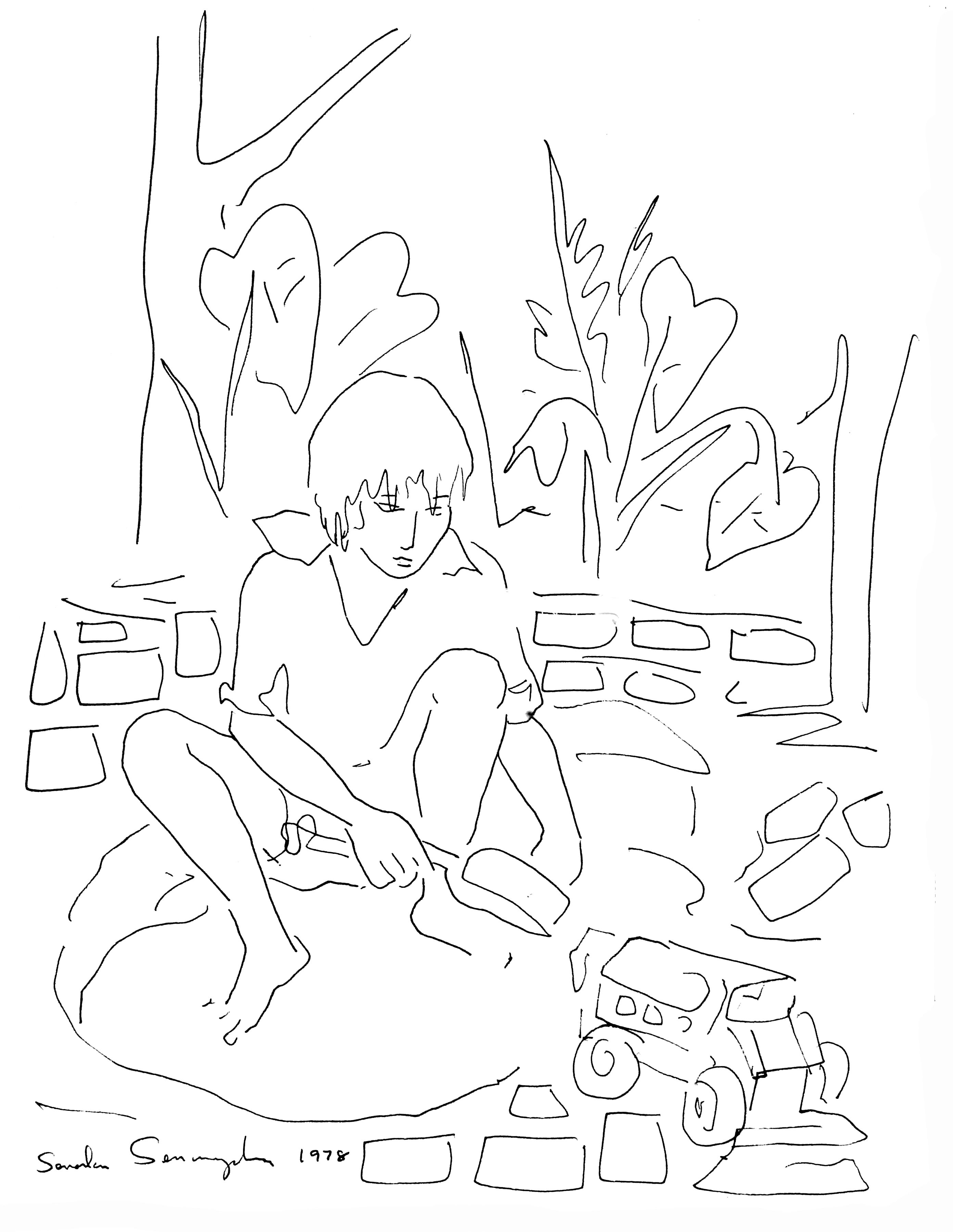 Line Drawing Young Boy