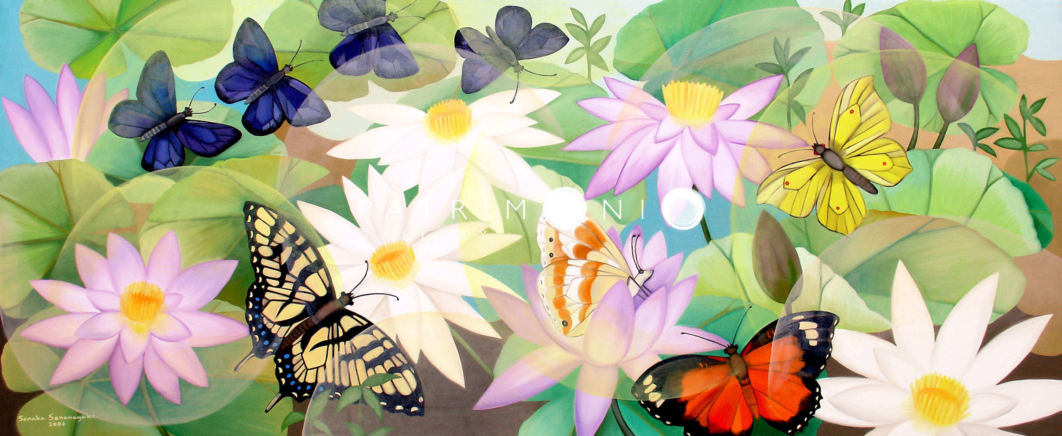 Lily Pond With Butterflies