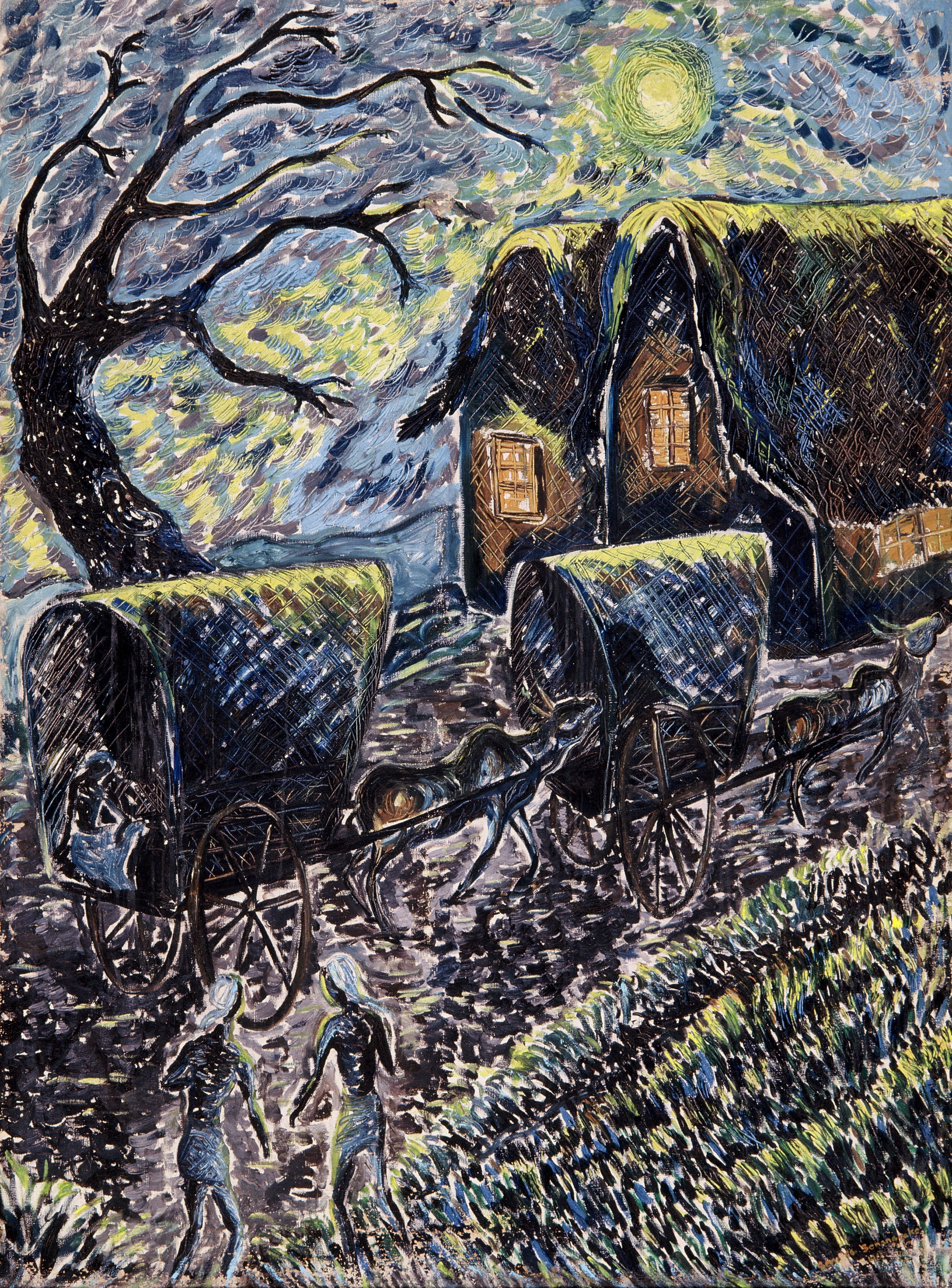 Bullock Carts At Moonlight