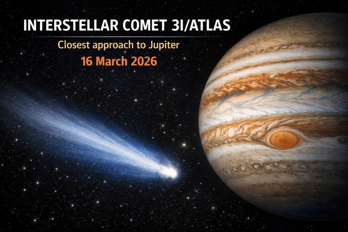 16 marzo: la cometa interstellare 3I/ATLAS nel punto di massimo avvicinamento a Giove