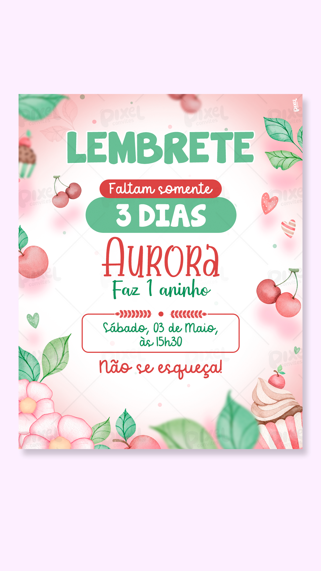 Lembrete Minha Pequena Cerejinha