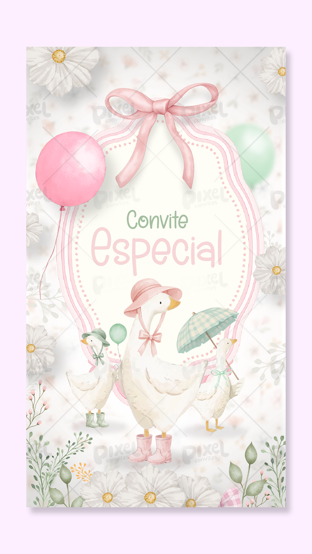 Convite Animado Silly Goose A Festa Dos Gansos - Menina