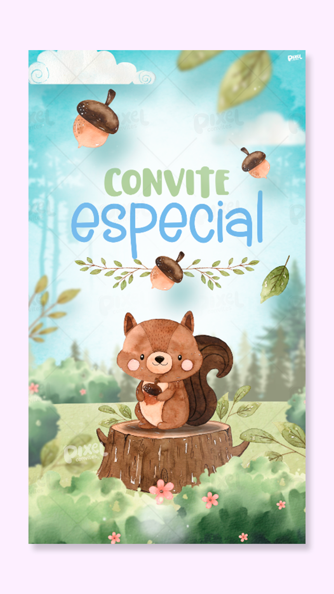 Convite Animado Diversão No Bosque - Menino