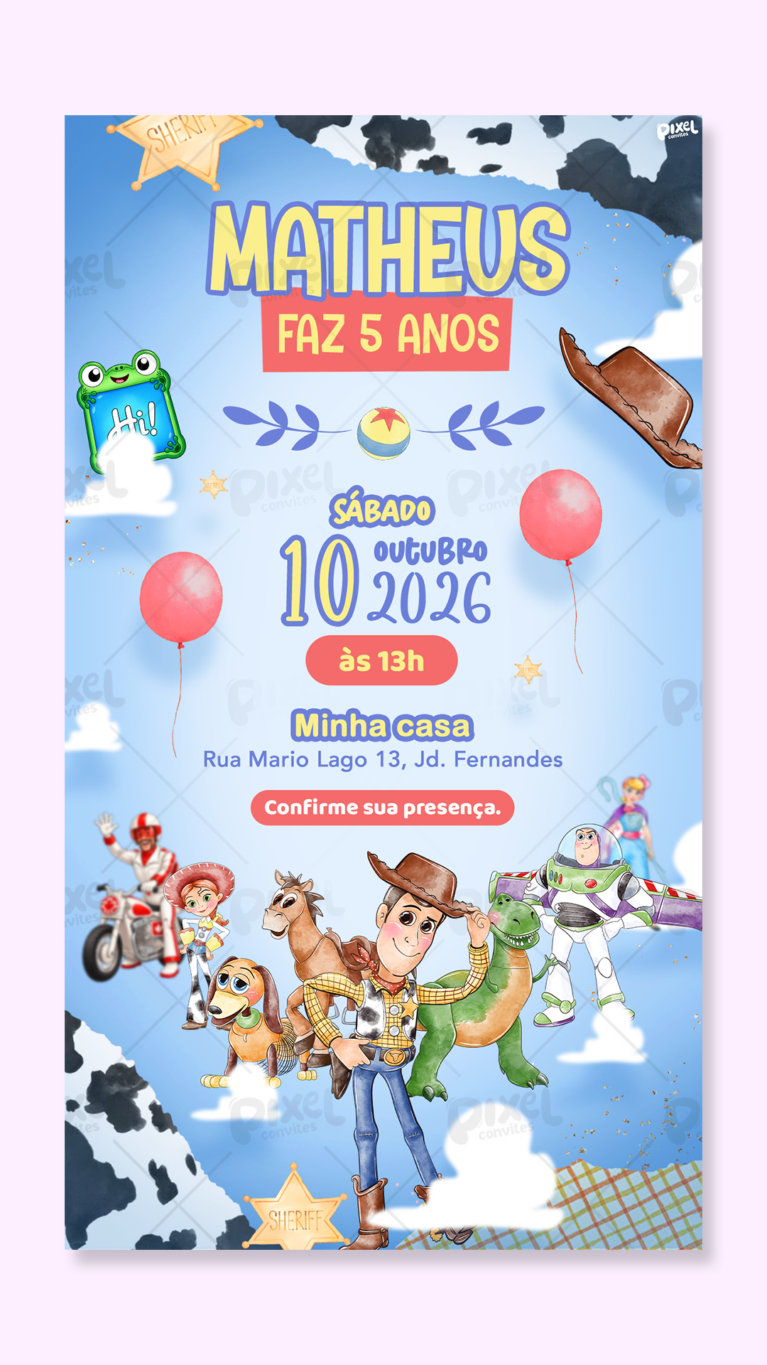 Convite Digital Simples Toy Story Festa Com Woody E Sua Turma