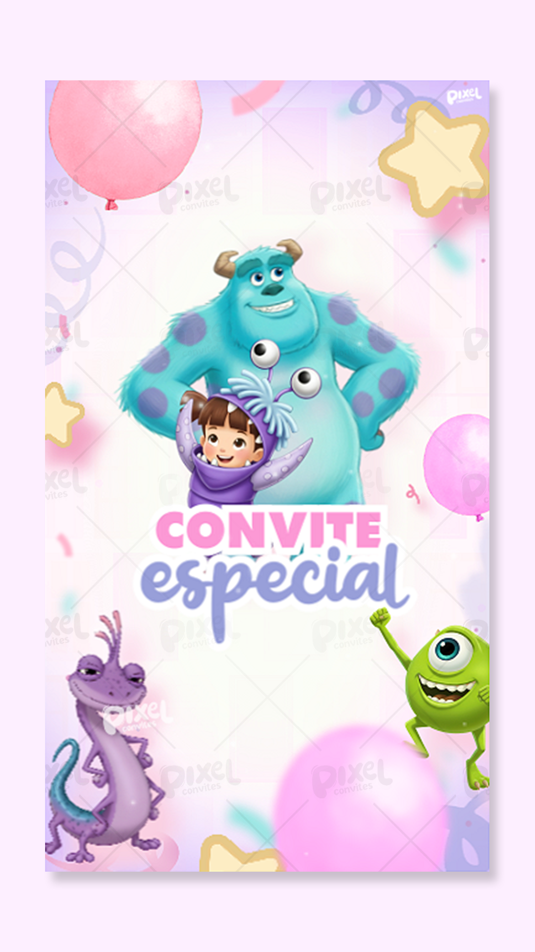 Convite Animado Monstros SA Festa Da Boo