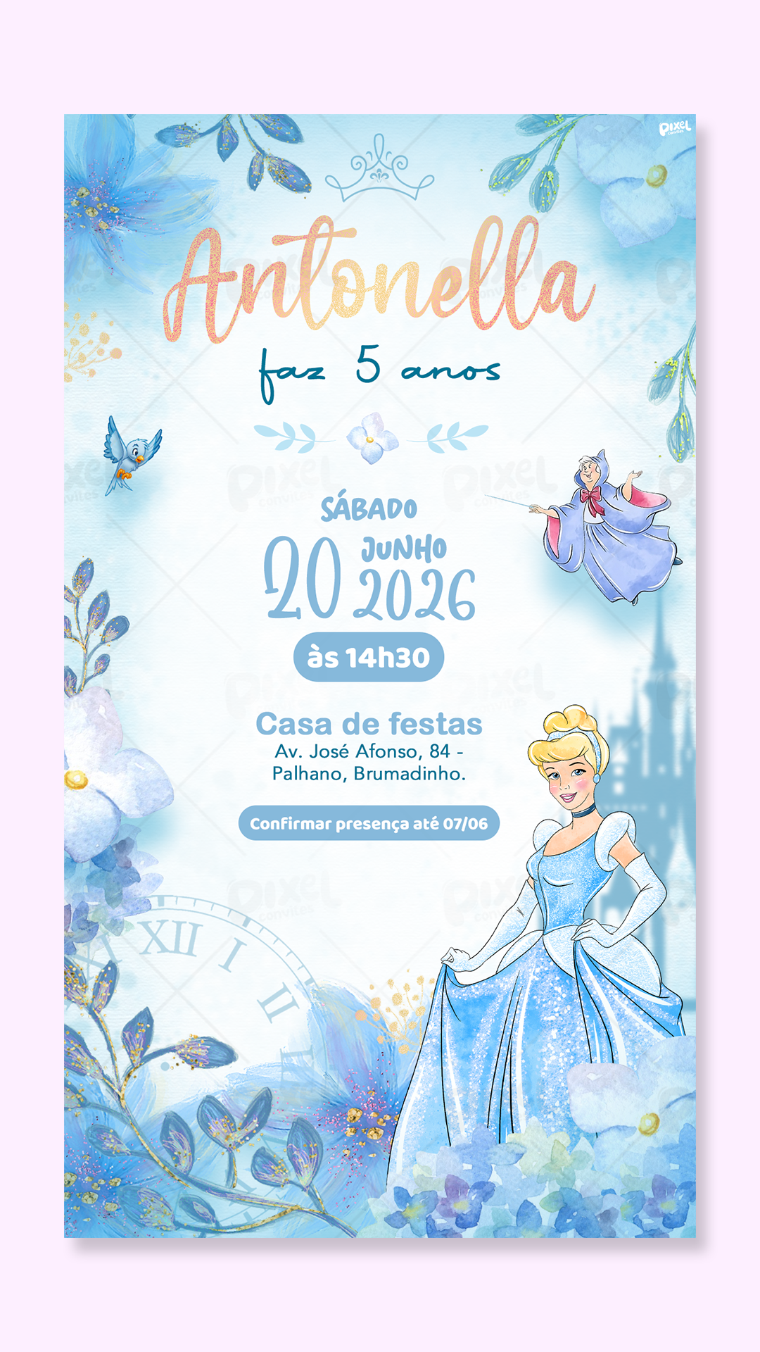 Convite Digital Simples O Baile Encantado Da Cinderela