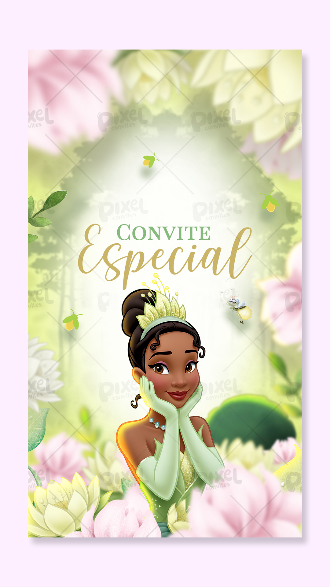 Convite Animado A Princesa Tiana e o Sapo