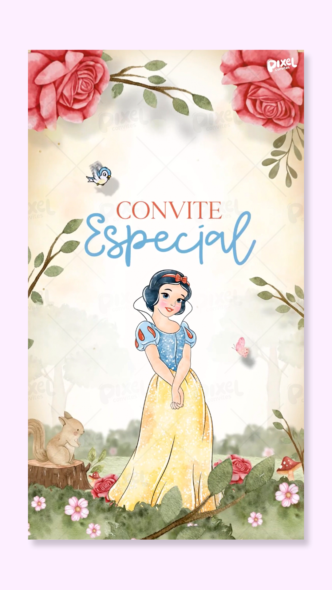 Convite Animado Bosque Da Branca De Neve