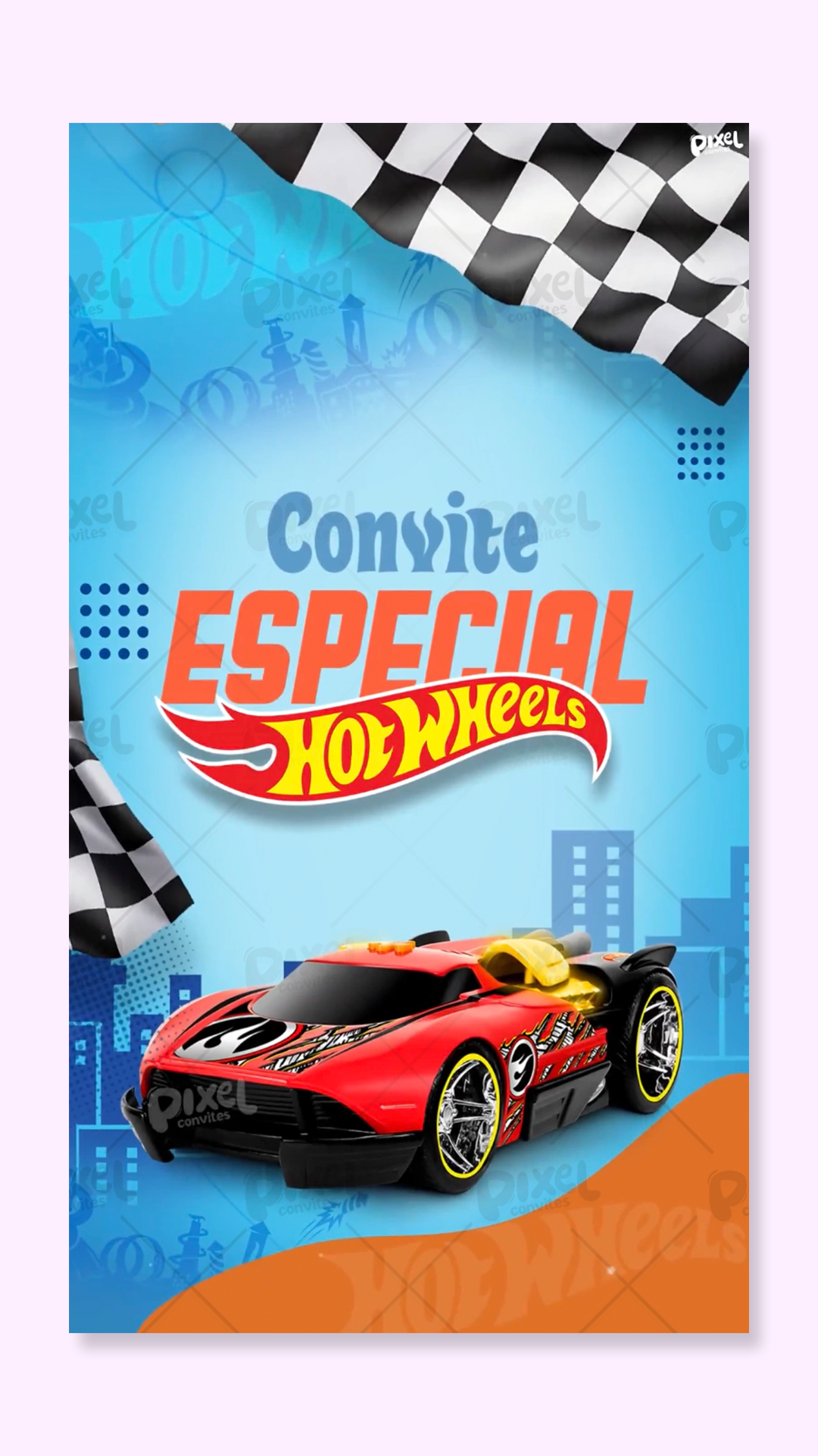 Convite Animado Hot Wheels Pistas, Velocidade E Diversão