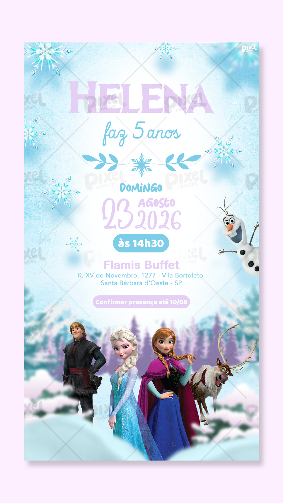Convite Digital Simples Frozen Uma Aventura Congelante