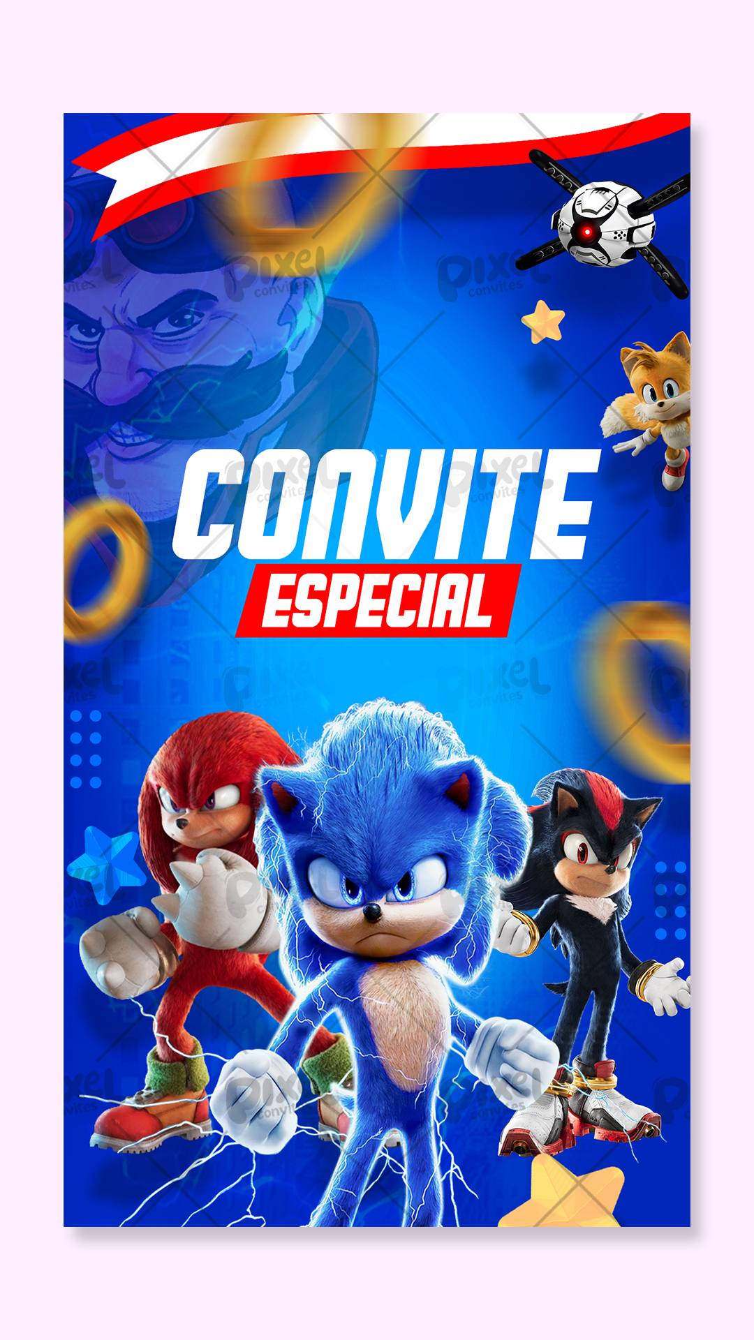 Convite Animado Sonic Velocidade E Diversão