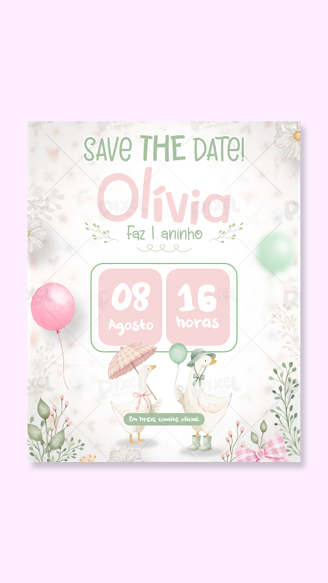 Save The Date Silly Goose A Festa Dos Gansos - Rosa