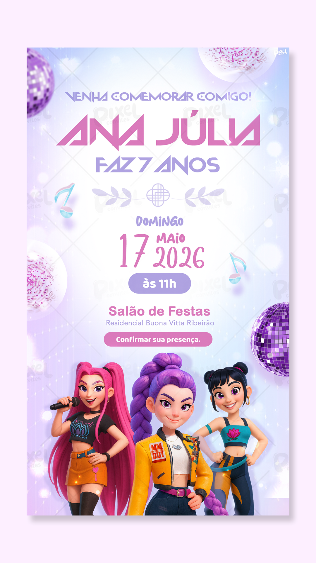 Convite Digital Simples Huntrix As Guerreiras Do Kpop