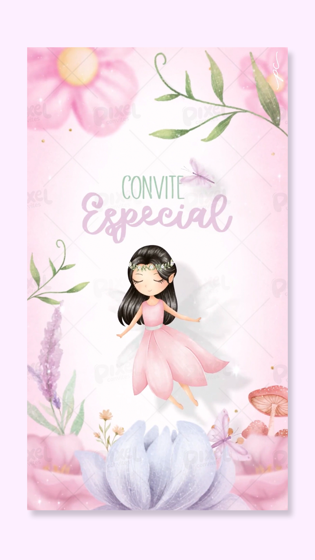 Convite Animado Festa No Jardim Das Fadas