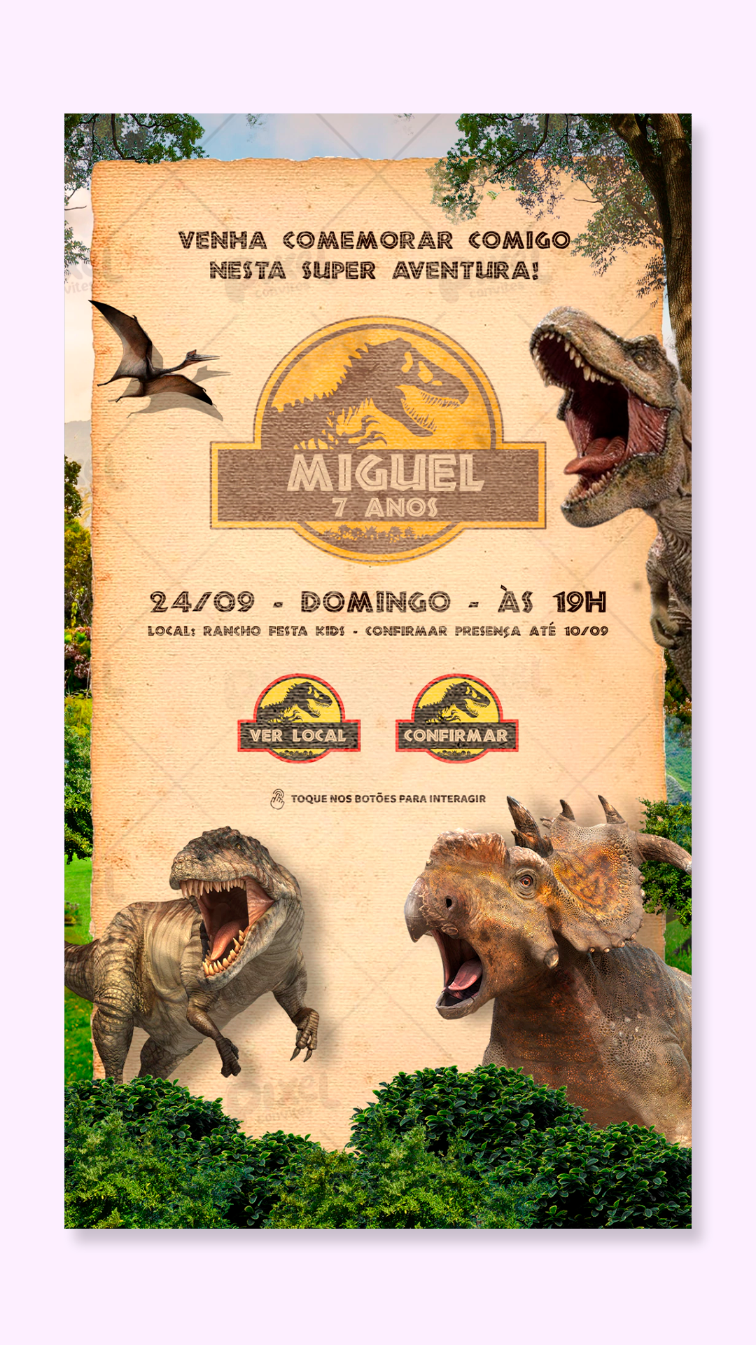 Convite Interativo Jurassic Park O Parque Dos Dinossauros