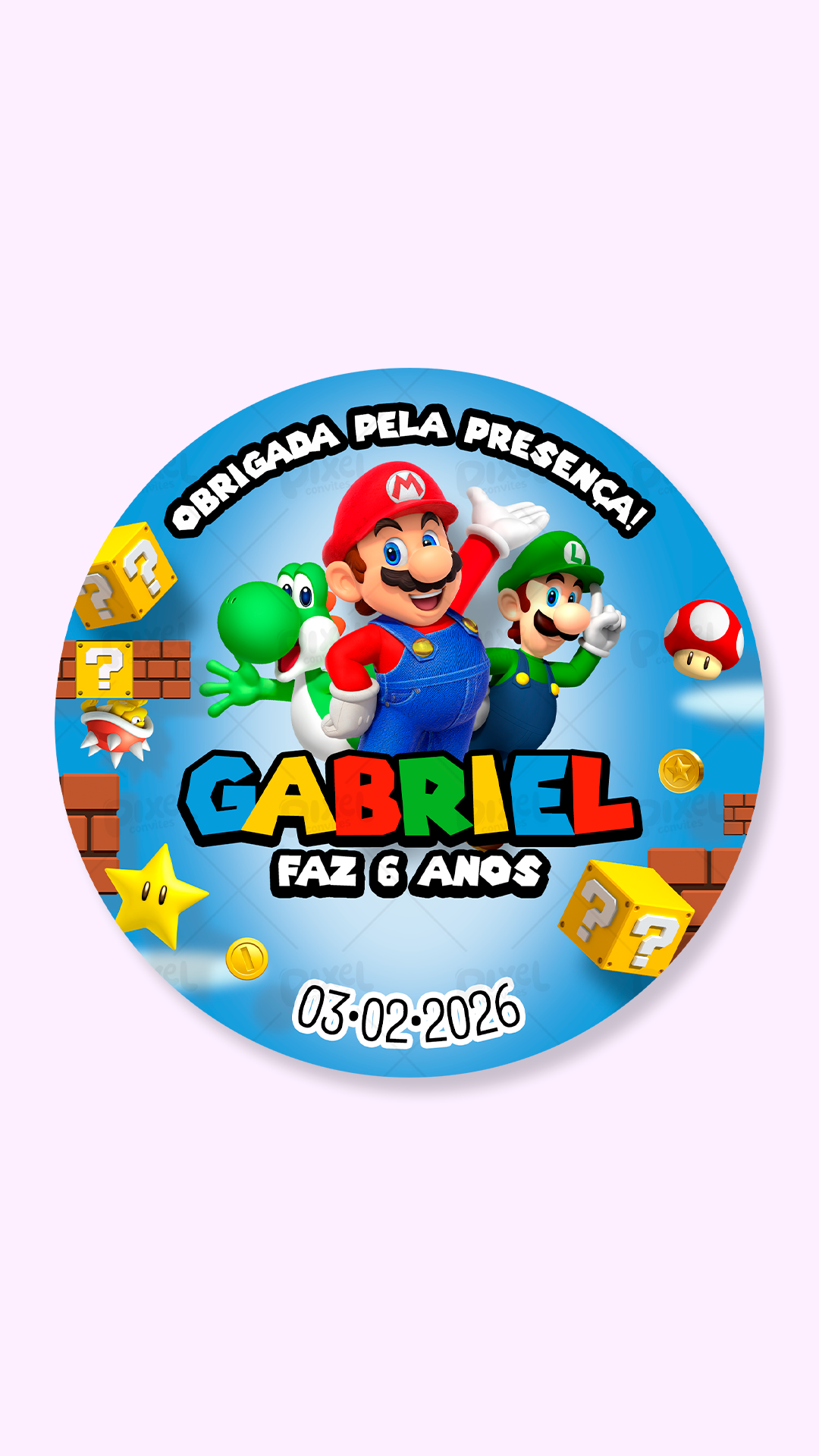 Tag Redonda Super Mario Aventura No Reino Cogumelo
