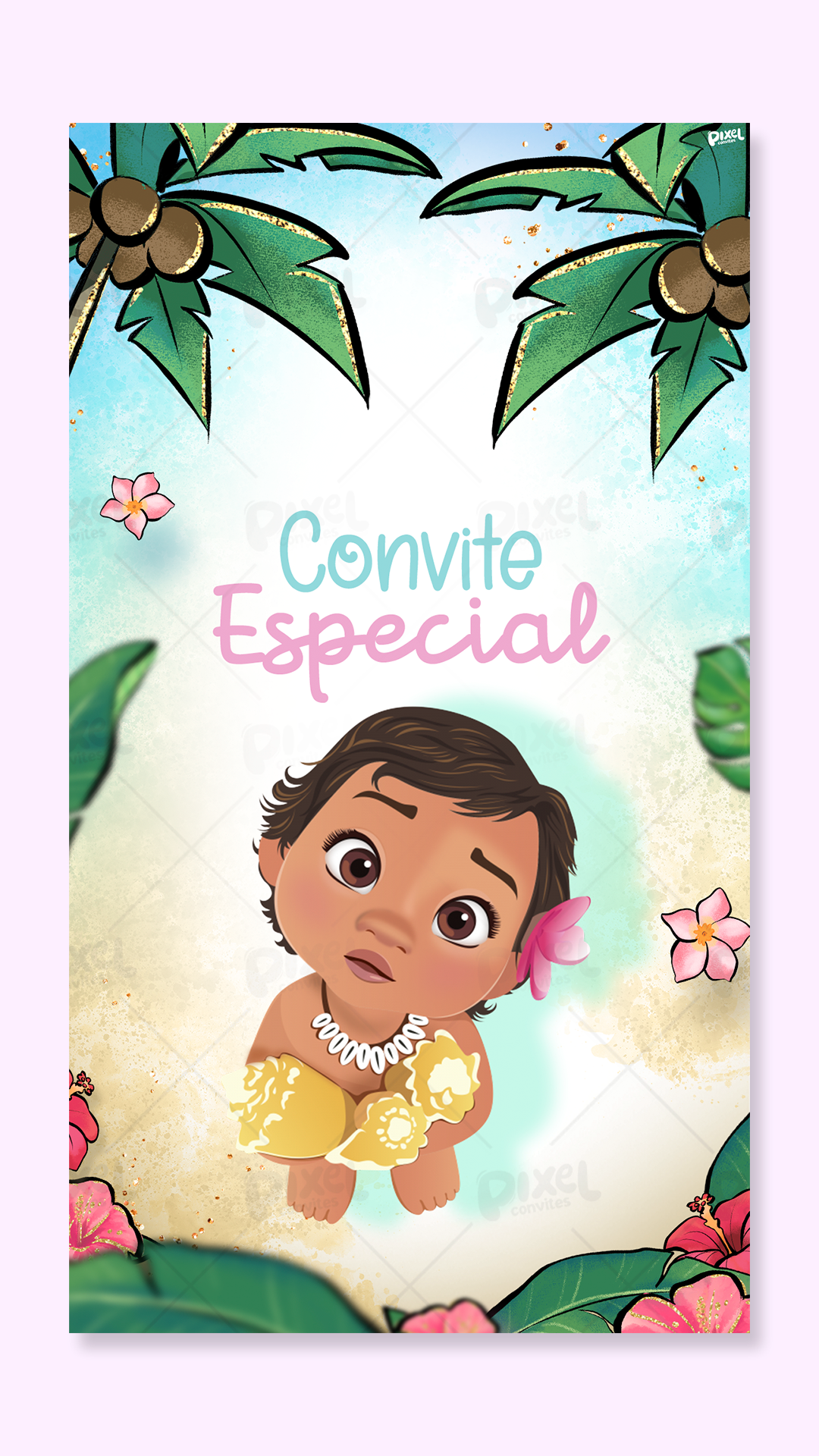Convite Animado Moana Baby Um Mar De Diversão
