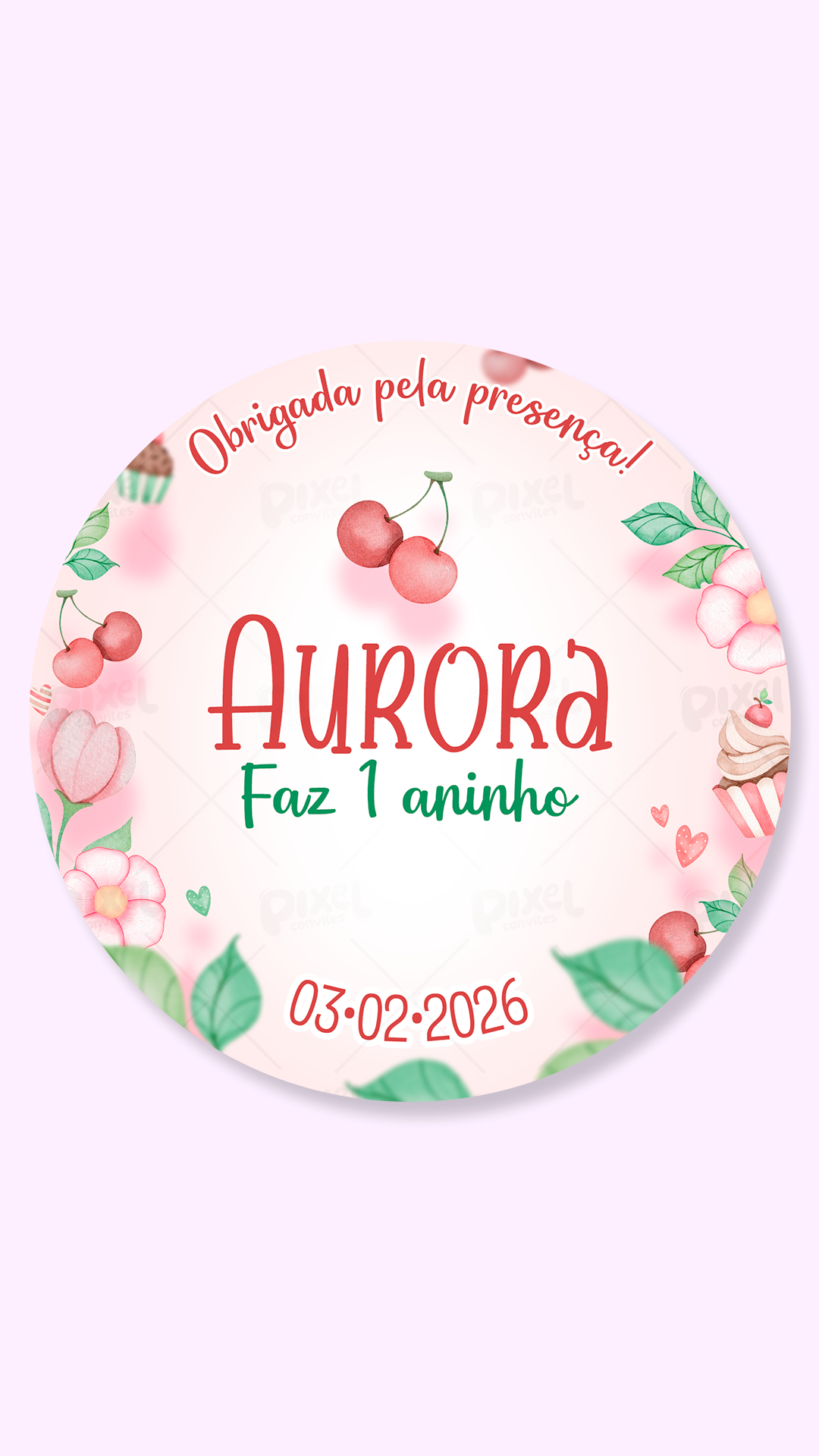 Tag Redonda Minha Pequena Cerejinha