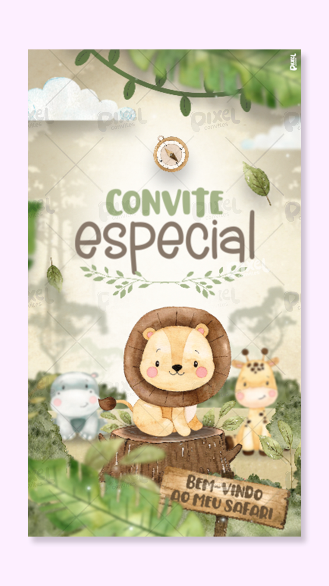 Convite Animado Festa No Safari - Menino