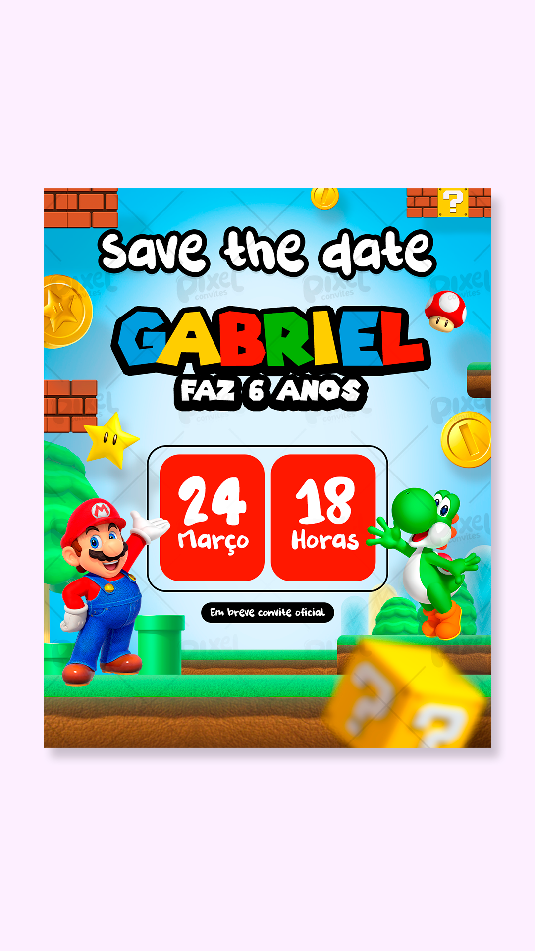 Save The Date Super Mario Aventura No Reino Cogumelo