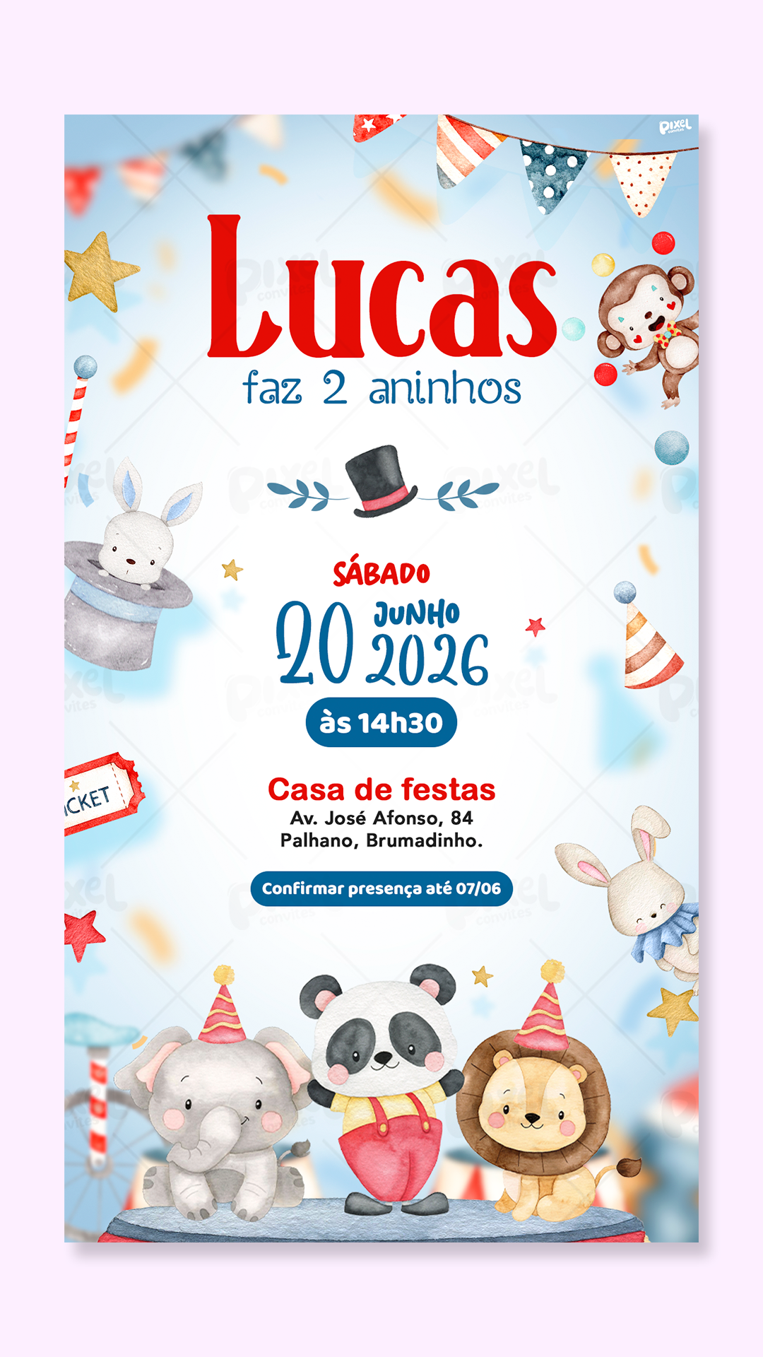 Convite Digital Simples Circo O Grande Espetáculo