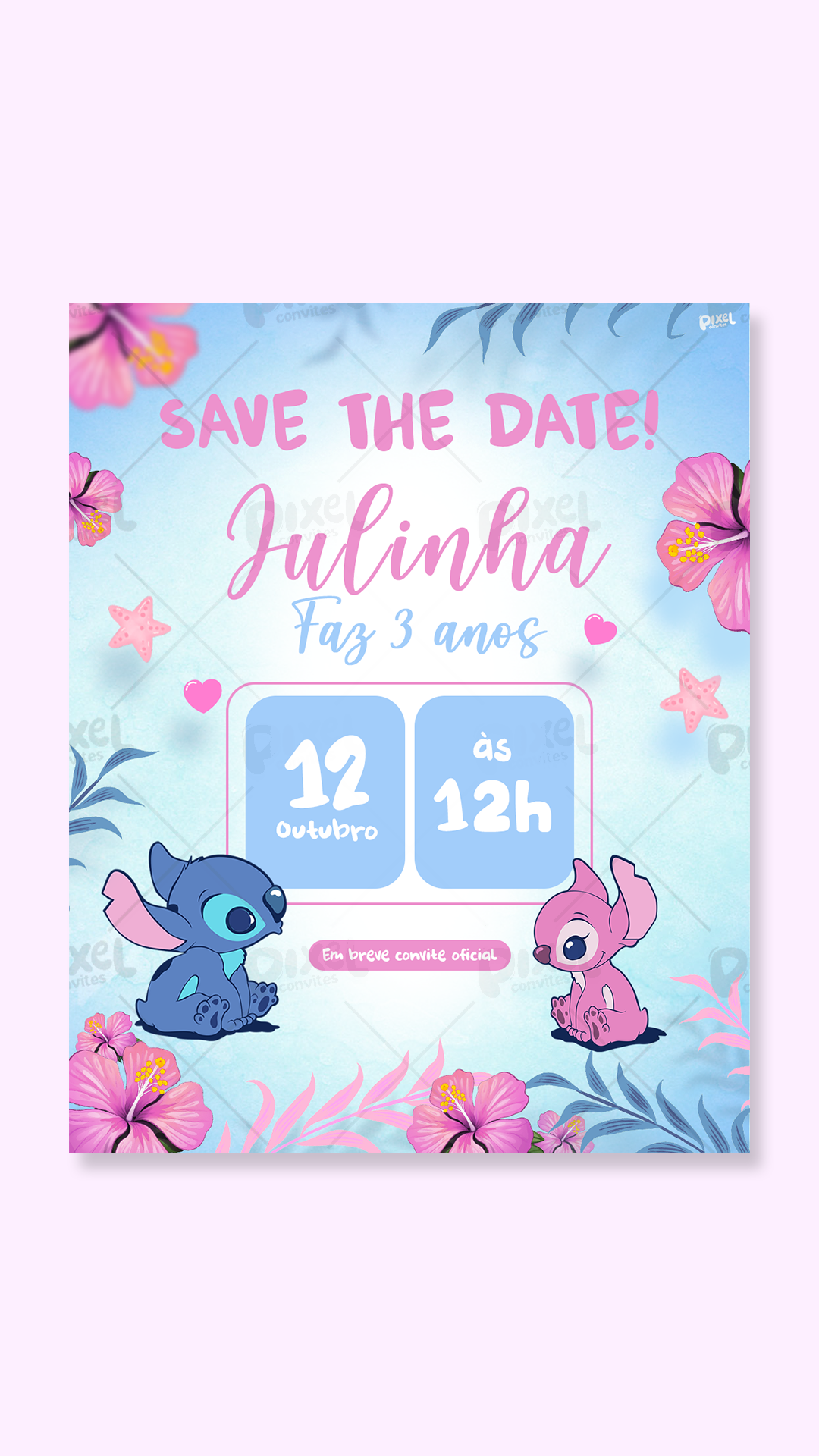 Save The Date Aventura Com Stitch & Angel 