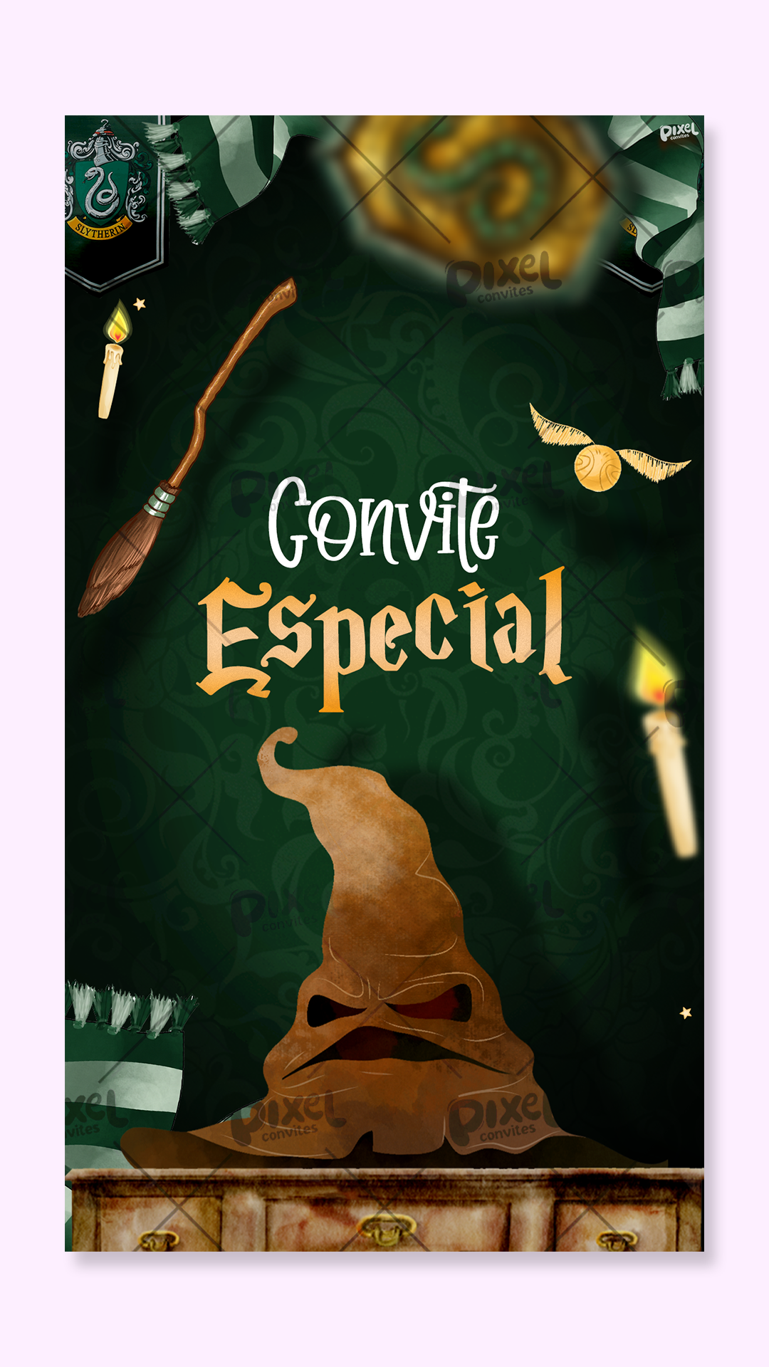 Convite Animado Harry Potter A Magia De Sonserina