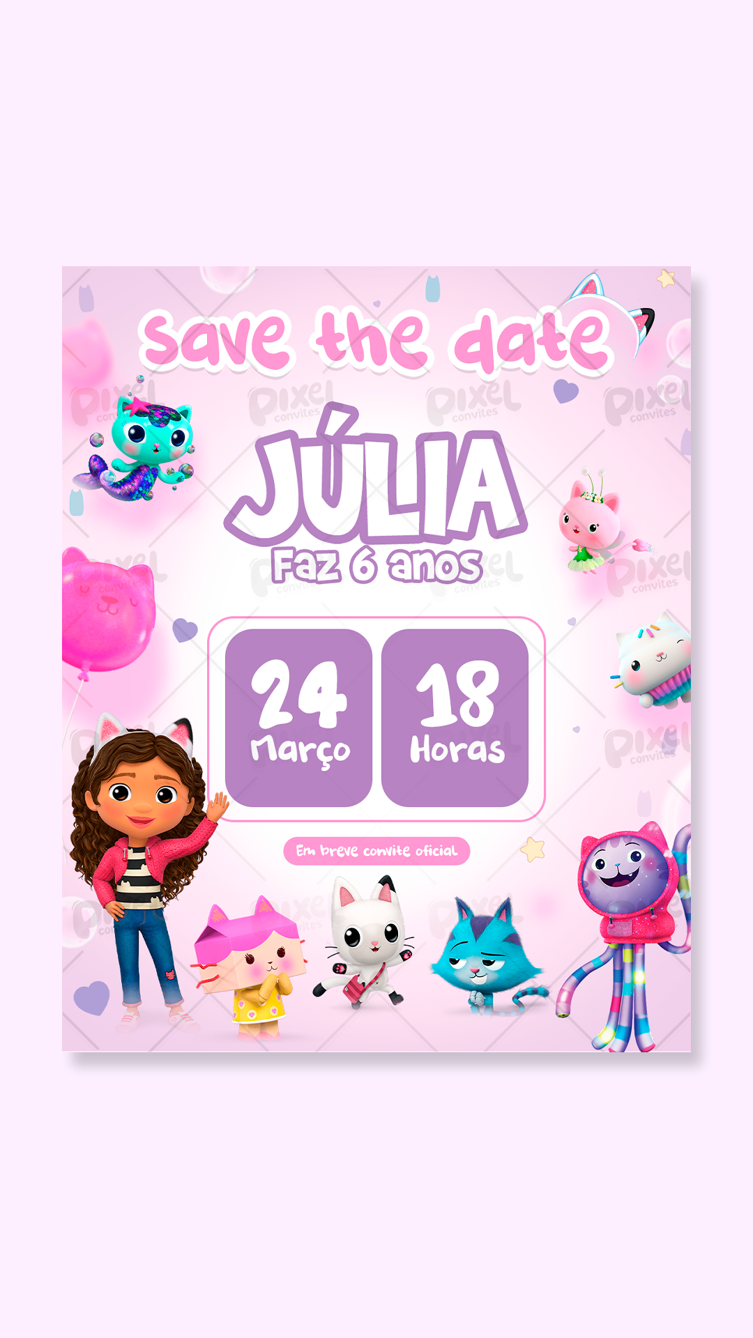 Save The Date Casa Mágica Da Gabby Dia de Diversão