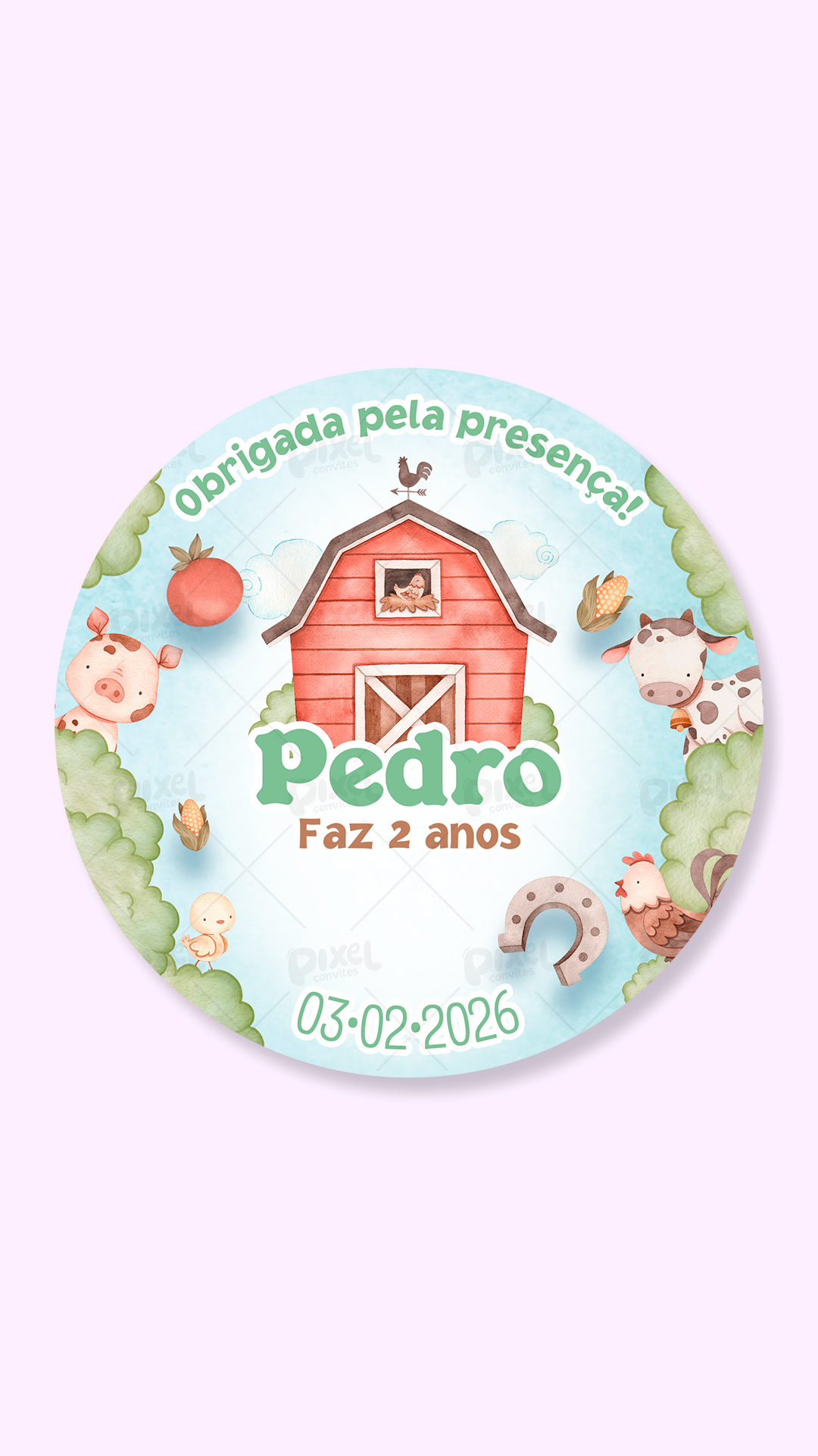Tag Redonda Festa Na Fazendinha - Menino