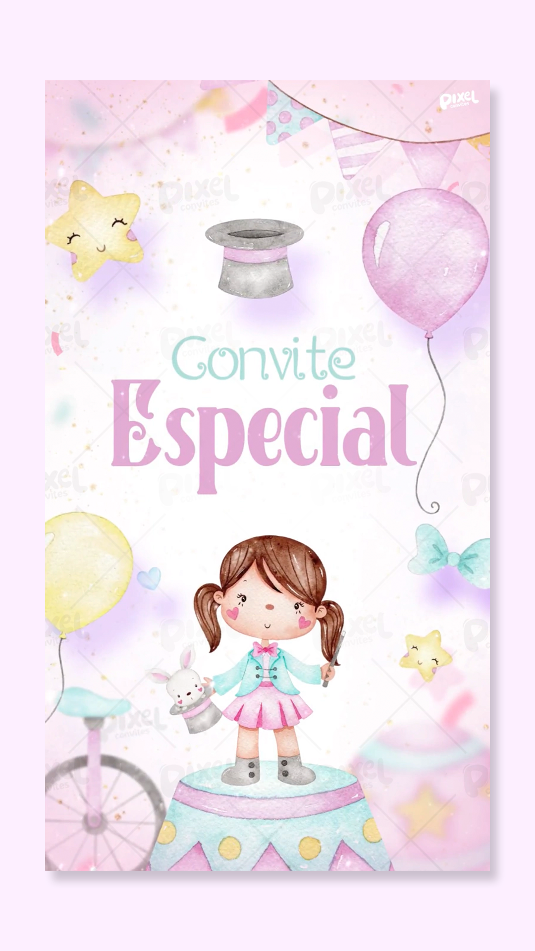 Convite Animado Circo Rosa O Grande Espetáculo