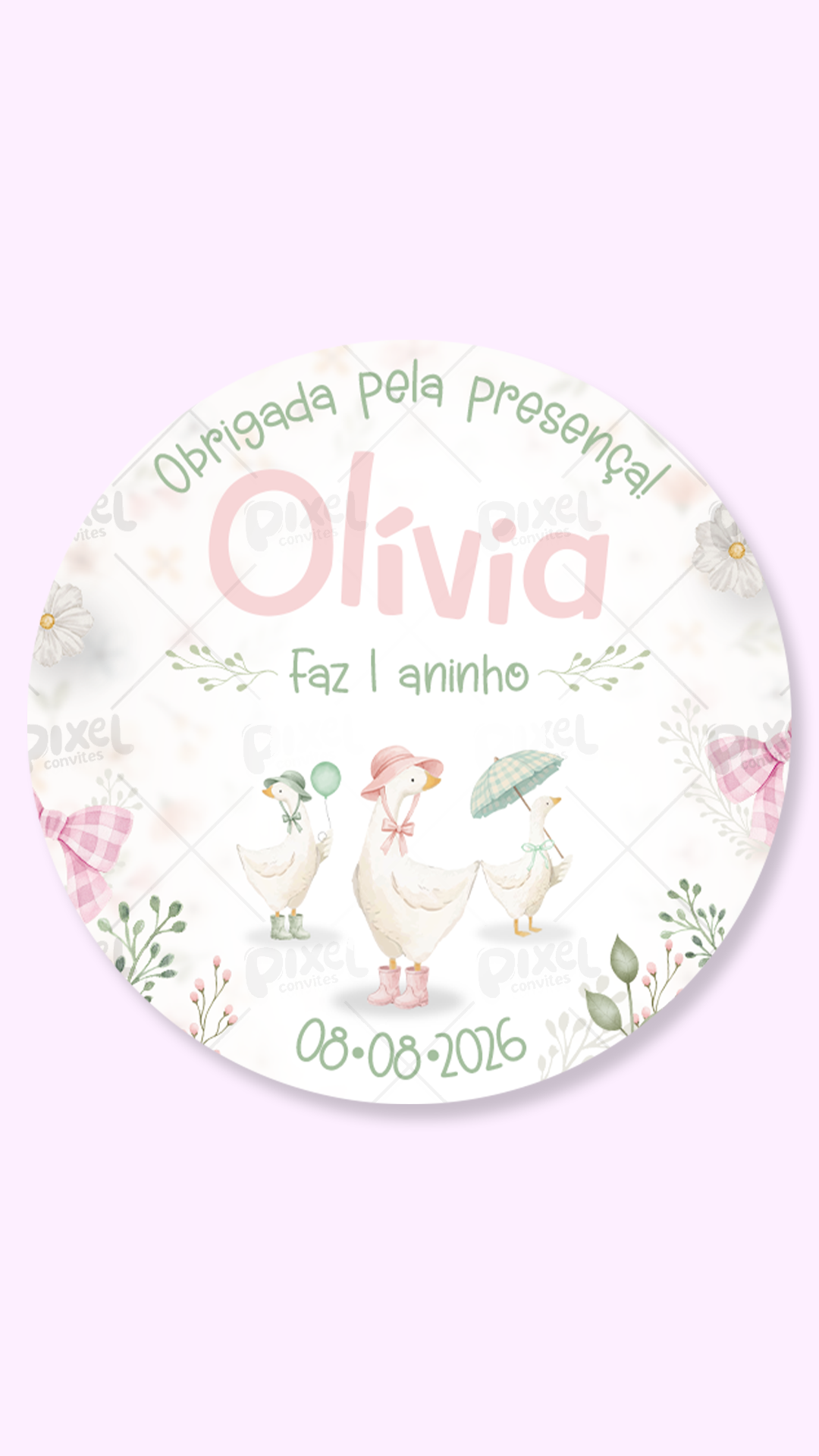 Tag Redonda Silly Goose A Festa Dos Gansos - Menina