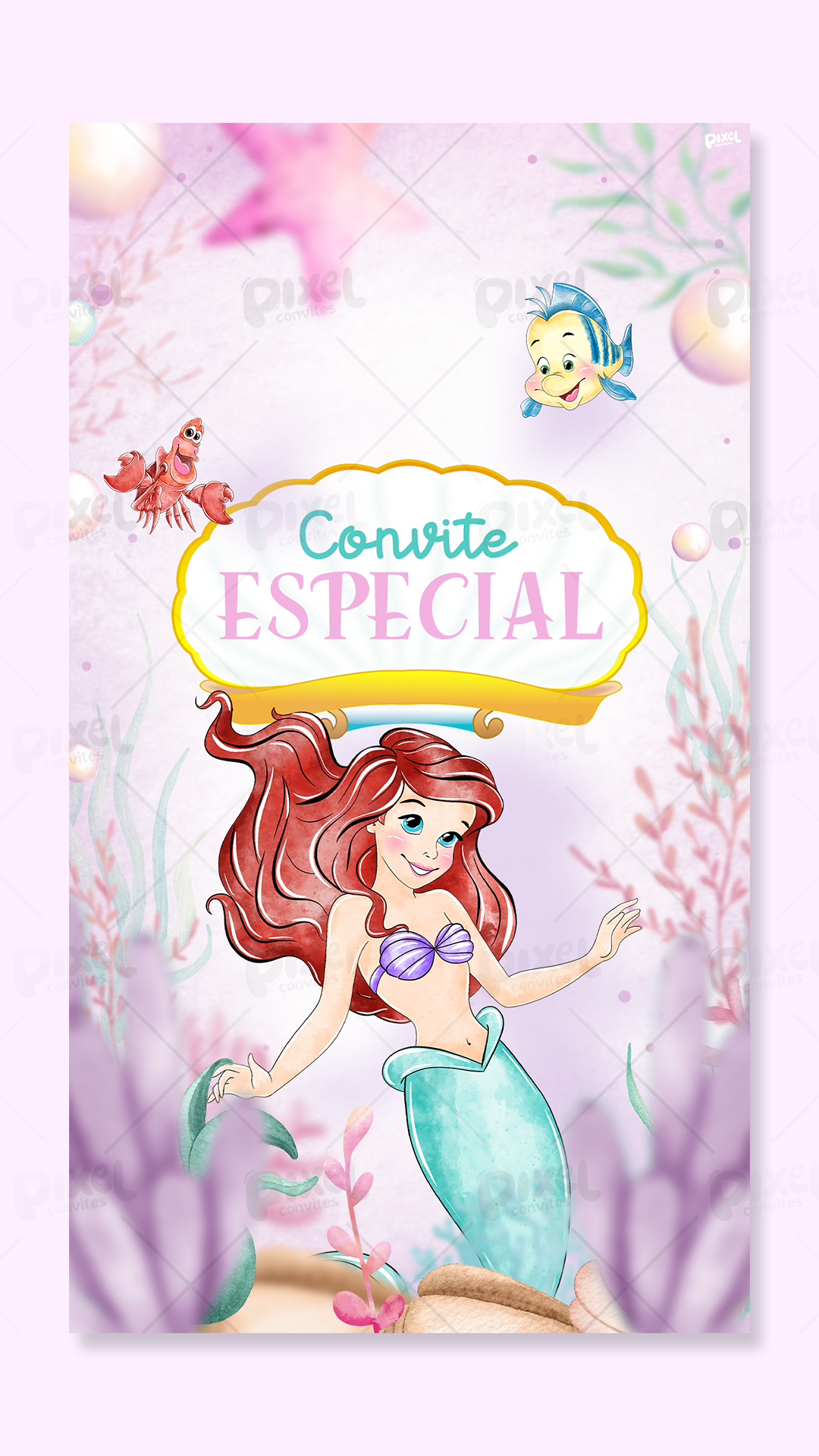 Convite Animado A Pequena Sereia Ariel