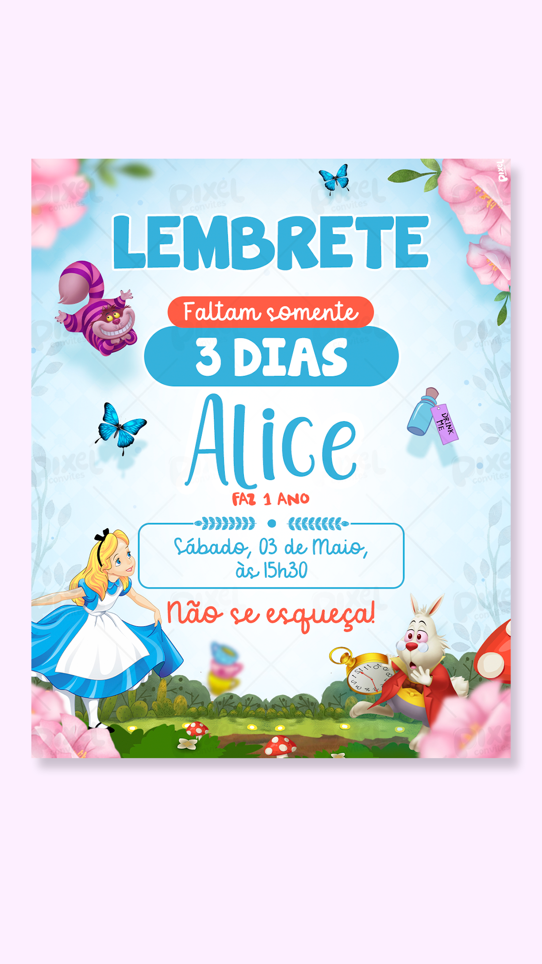 Lembrete Aventura De Alice No País Das Maravilhas