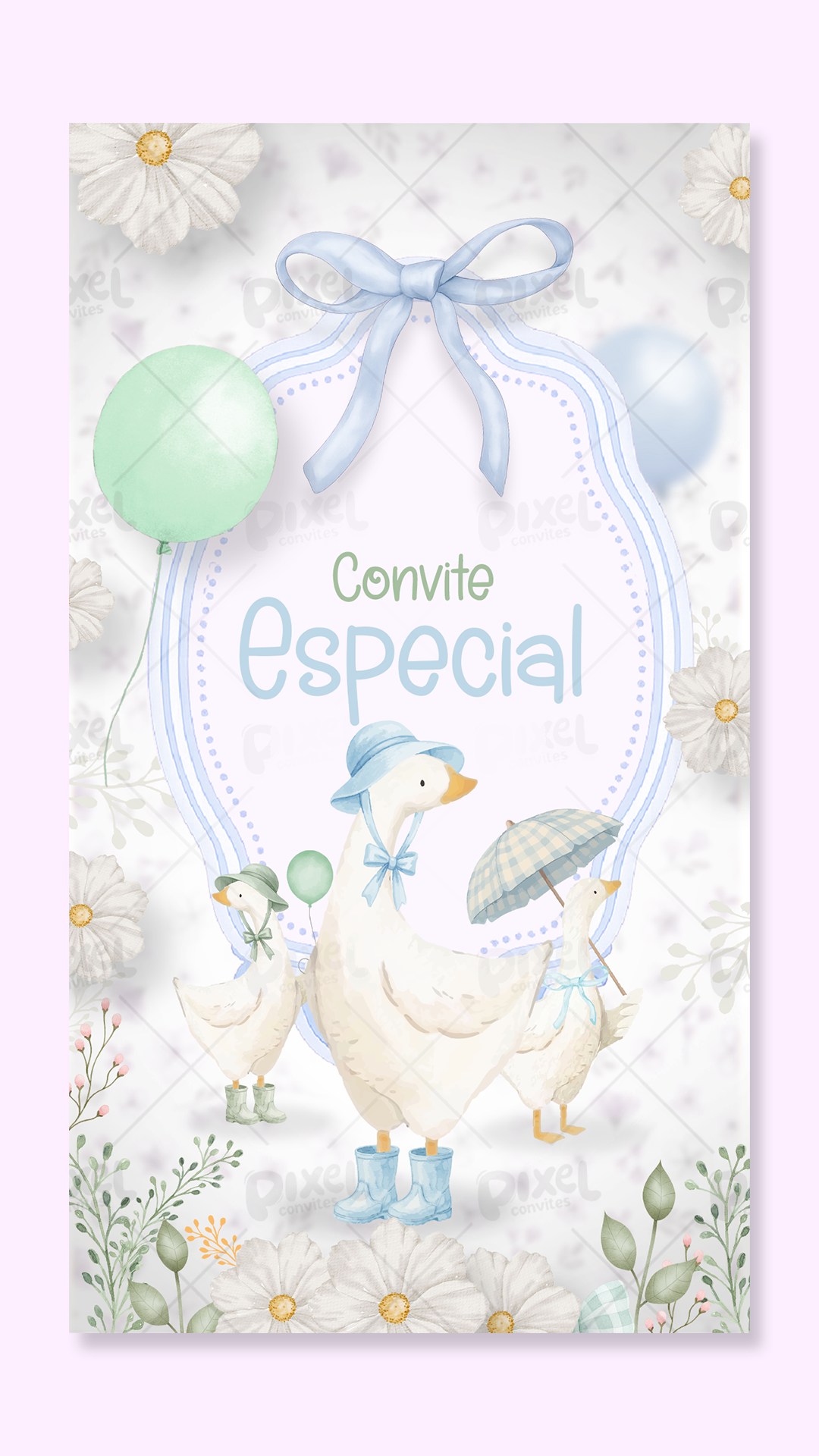 Convite Animado Silly Goose A Festa Dos Gansos - Azul