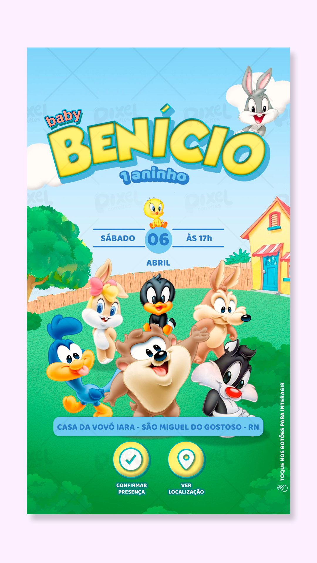 Convite Interativo Baby Looney Tunes