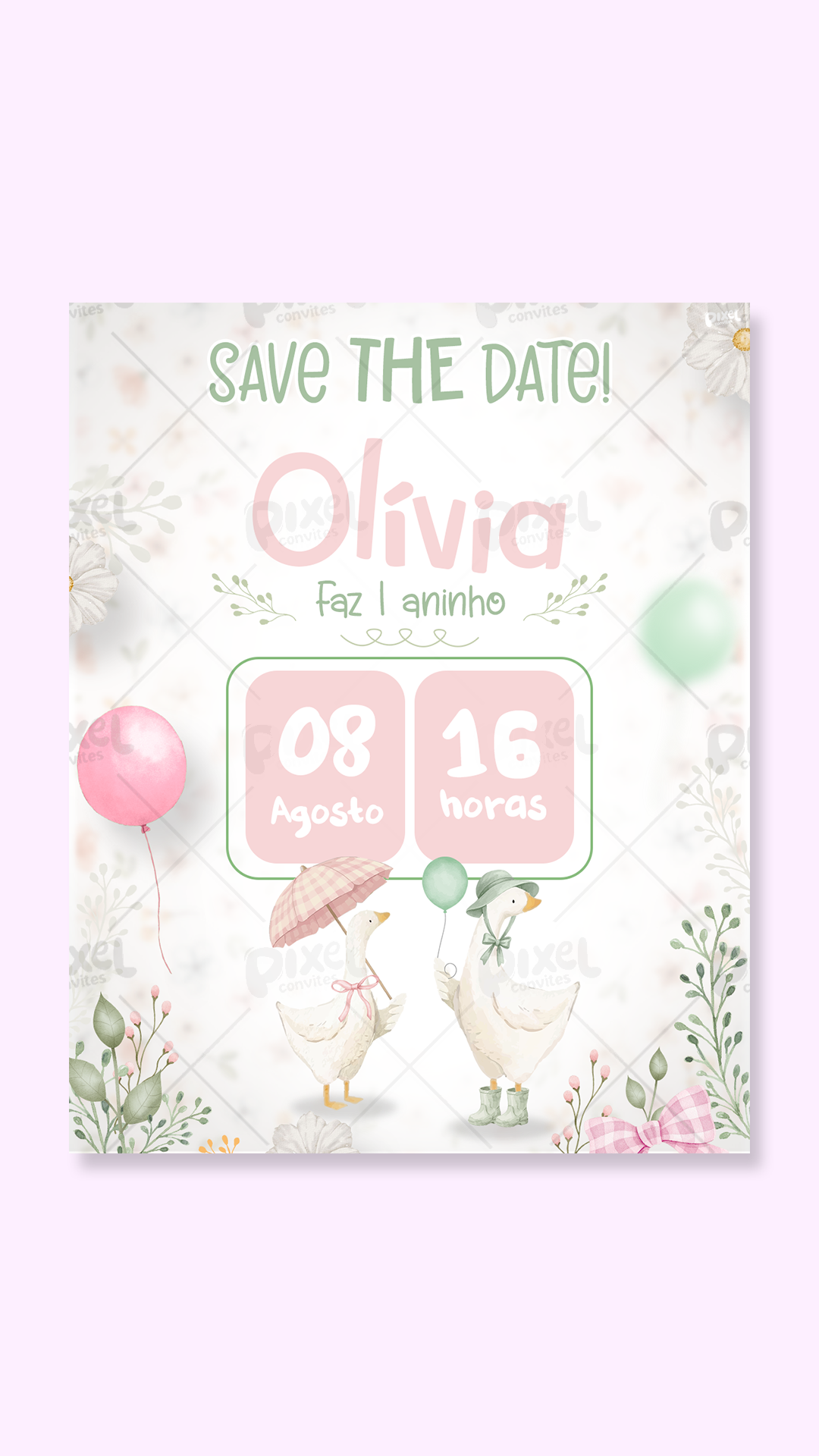 Save The Date Silly Goose A Festa Dos Gansos - Menina