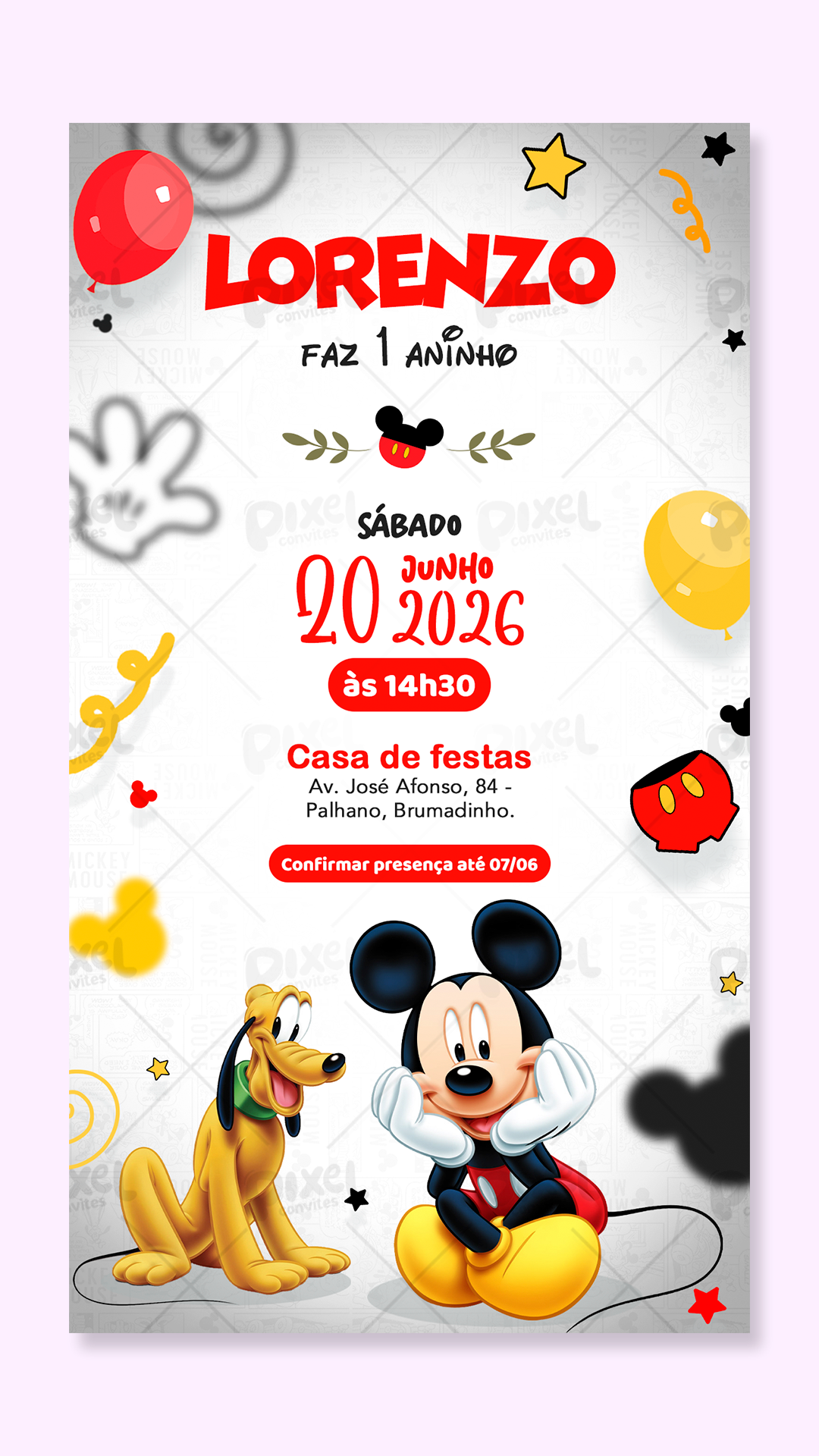 Convite Digital Simples Festa Do Mickey