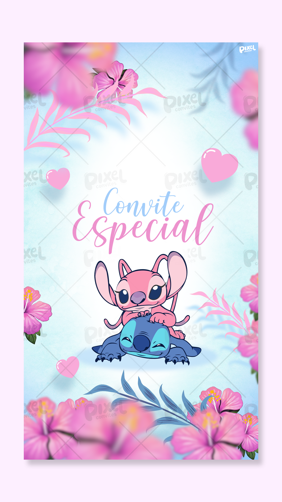 Convite Animado Aventura Com Stitch & Angel 