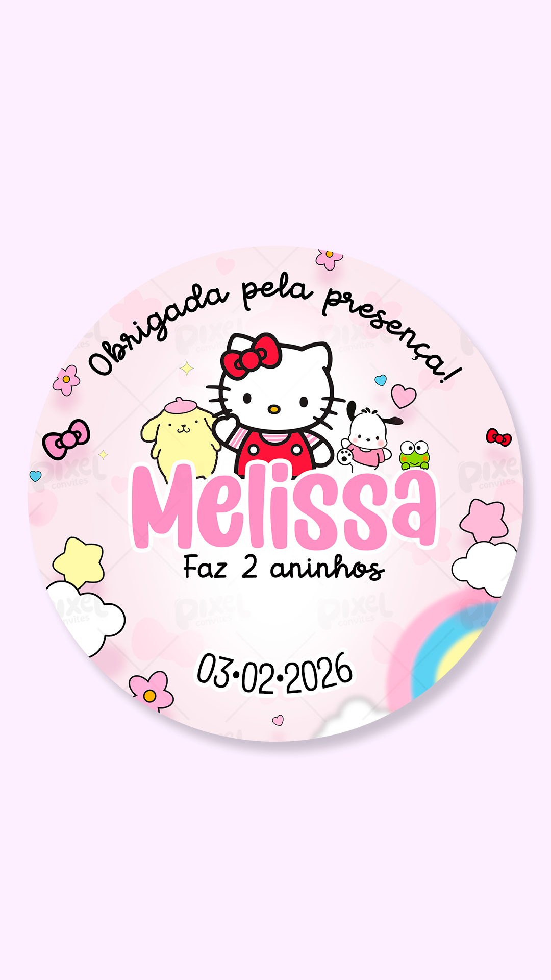 Tag Redonda Hello Kitty E Seus Amigos