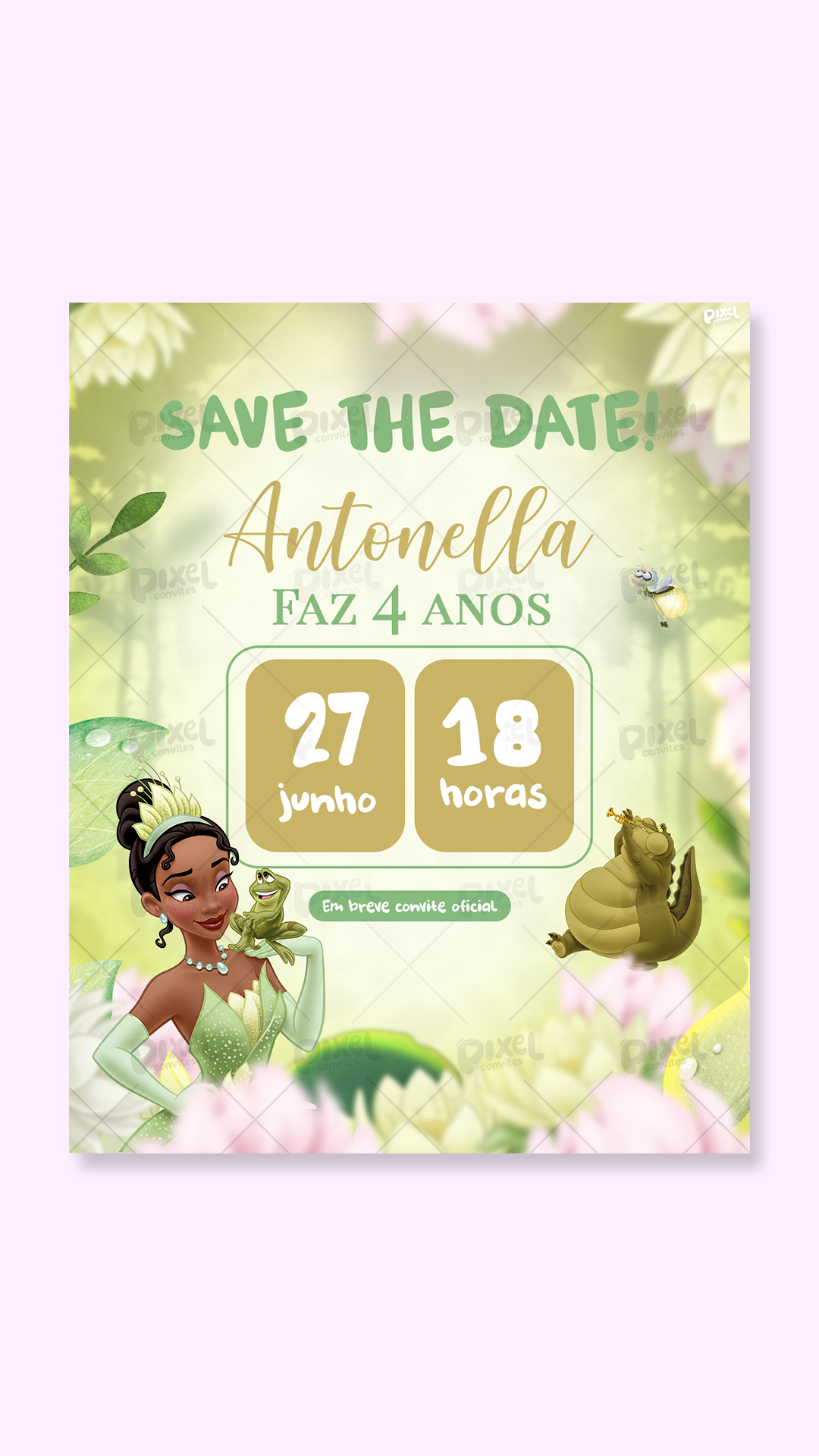 Save The Date A Princesa Tiana e o Sapo