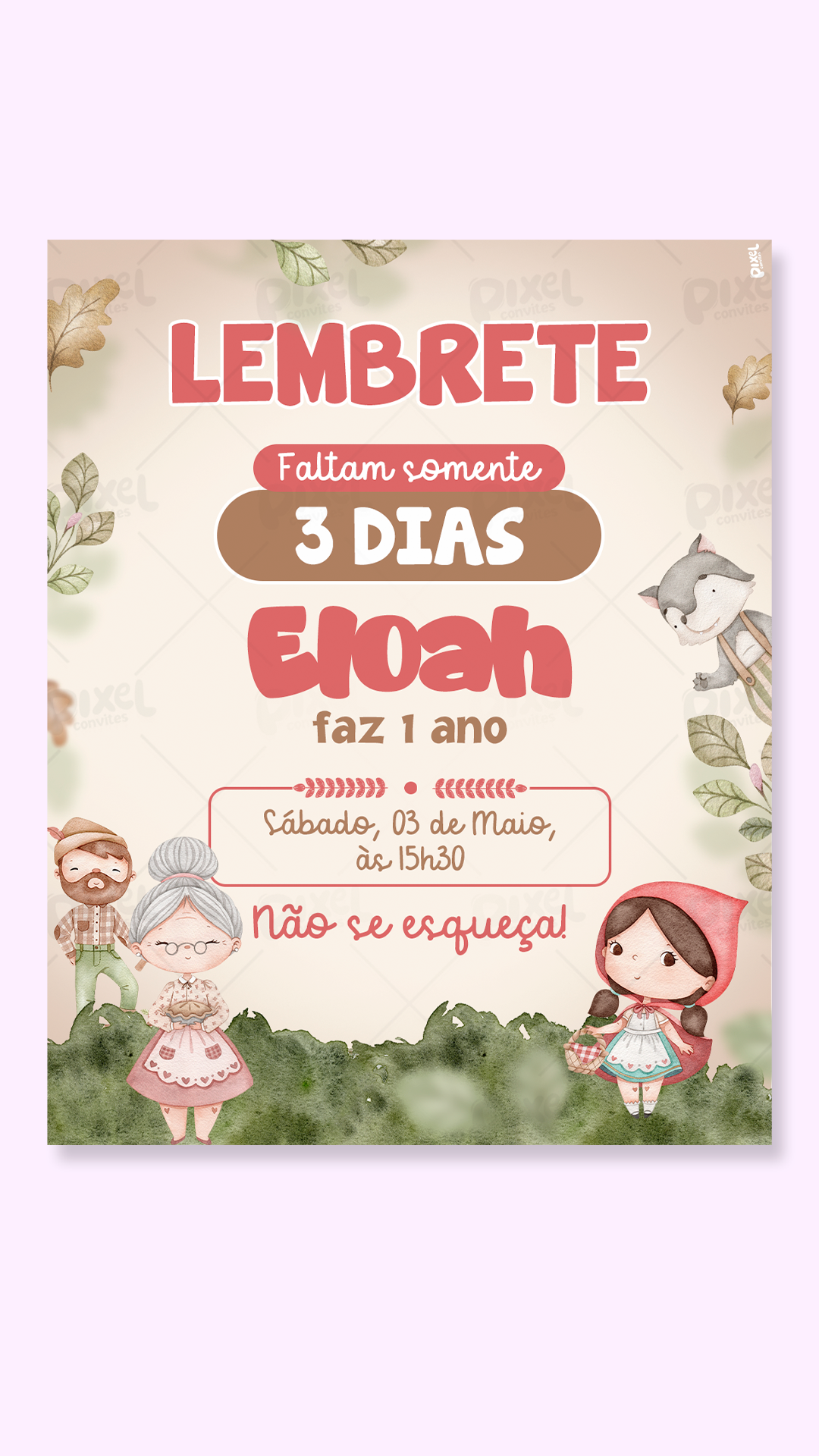 Lembrete Chapeuzinho Vermelho Festa Estrada Afora