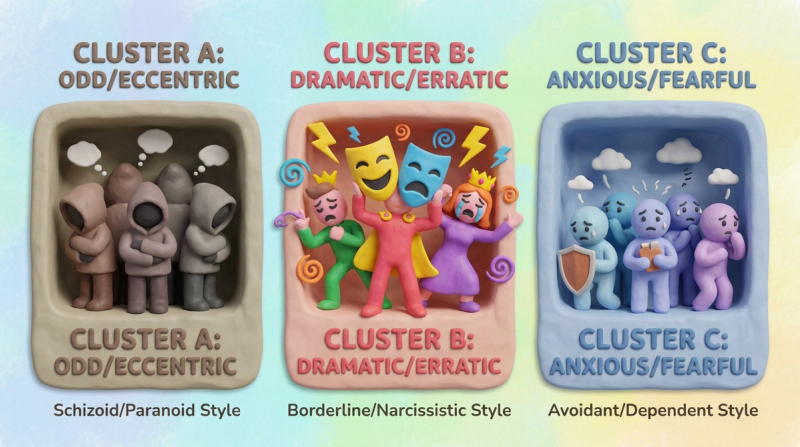 Кластеры расстройств личности — A, B, C